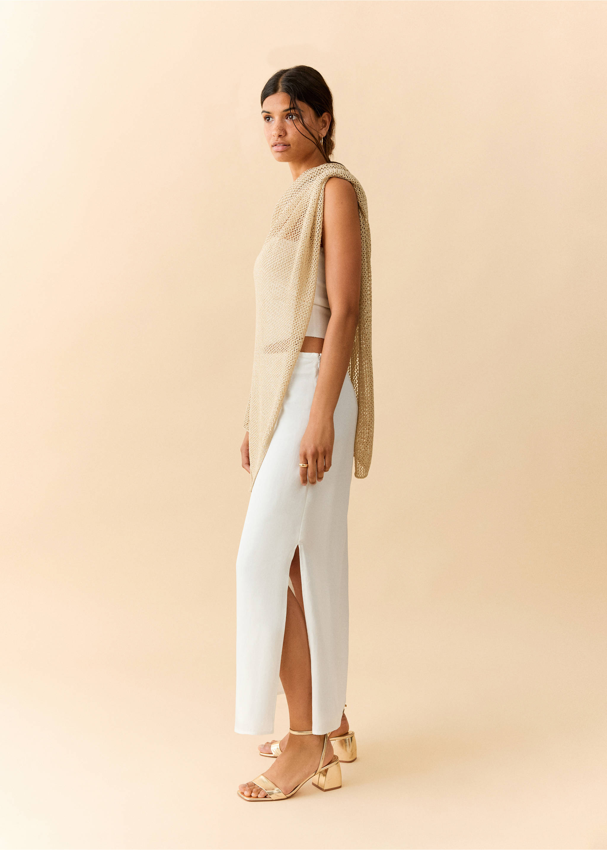 Long lyocell skirt - Medium plane, Off White. Ref: 27066714-01.
