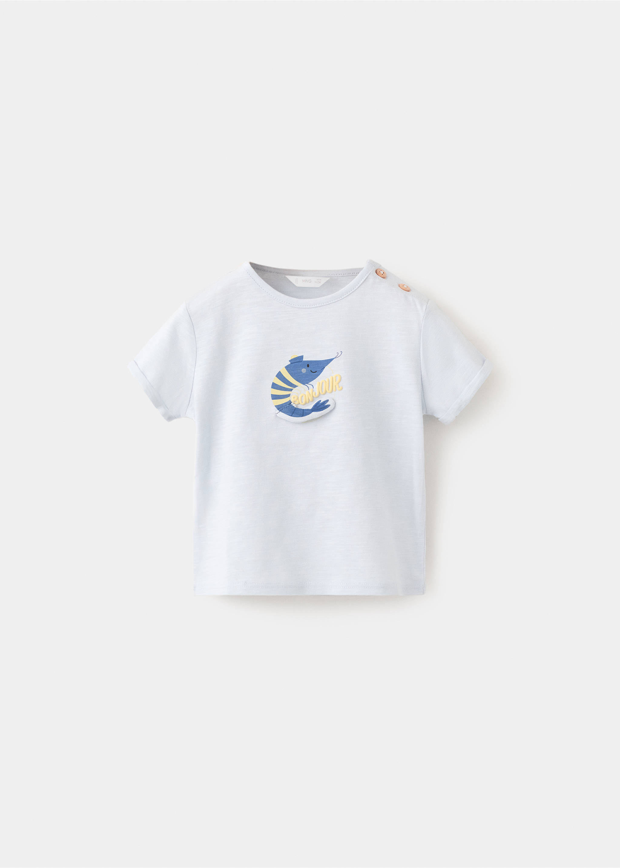 Printed cotton-blend t-shirt - Article without model, Blue. Ref: 27066715-00.