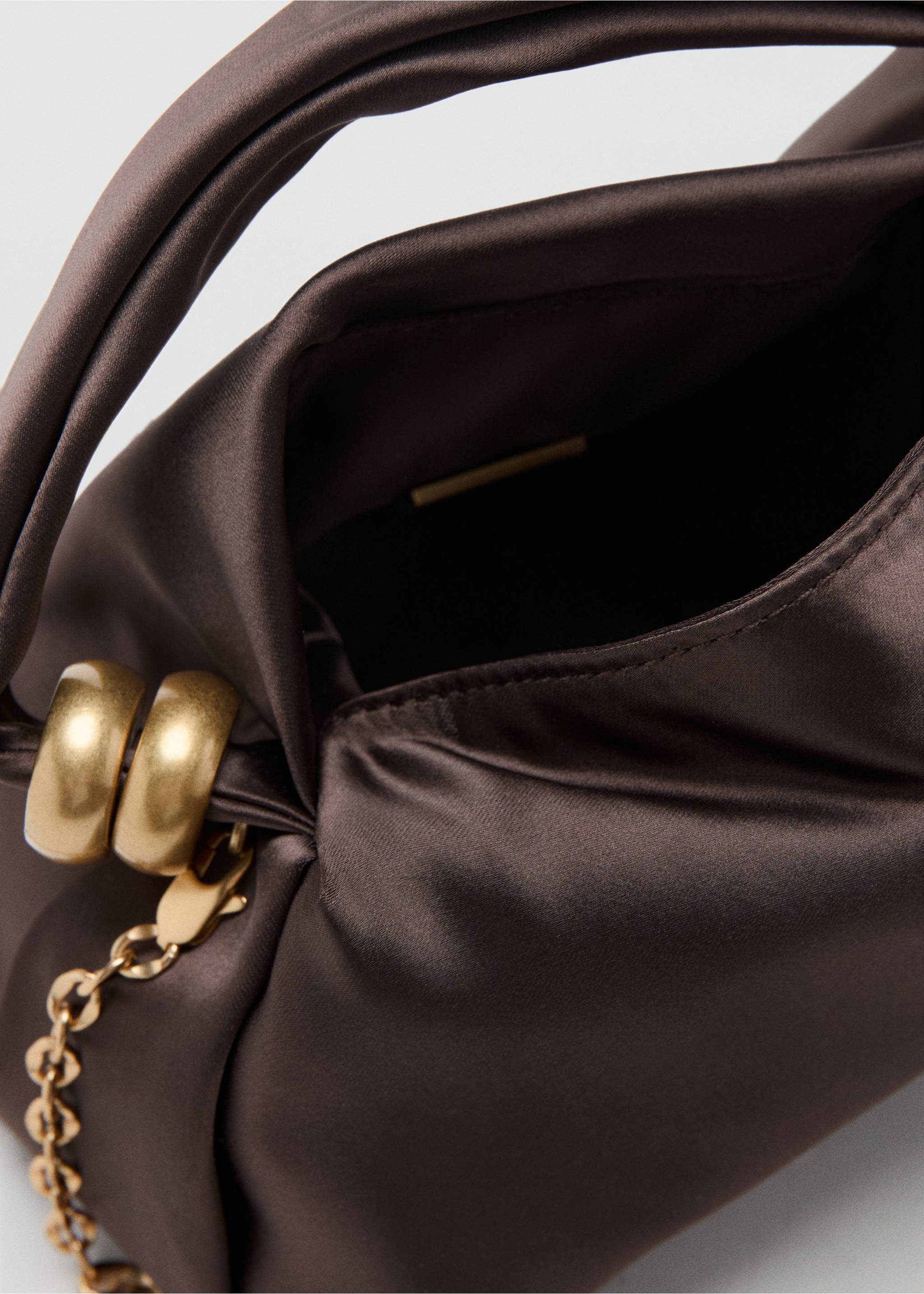 Metallic detail handbag - Details of the article 2, Chocolate. Ref: 27066719-00.