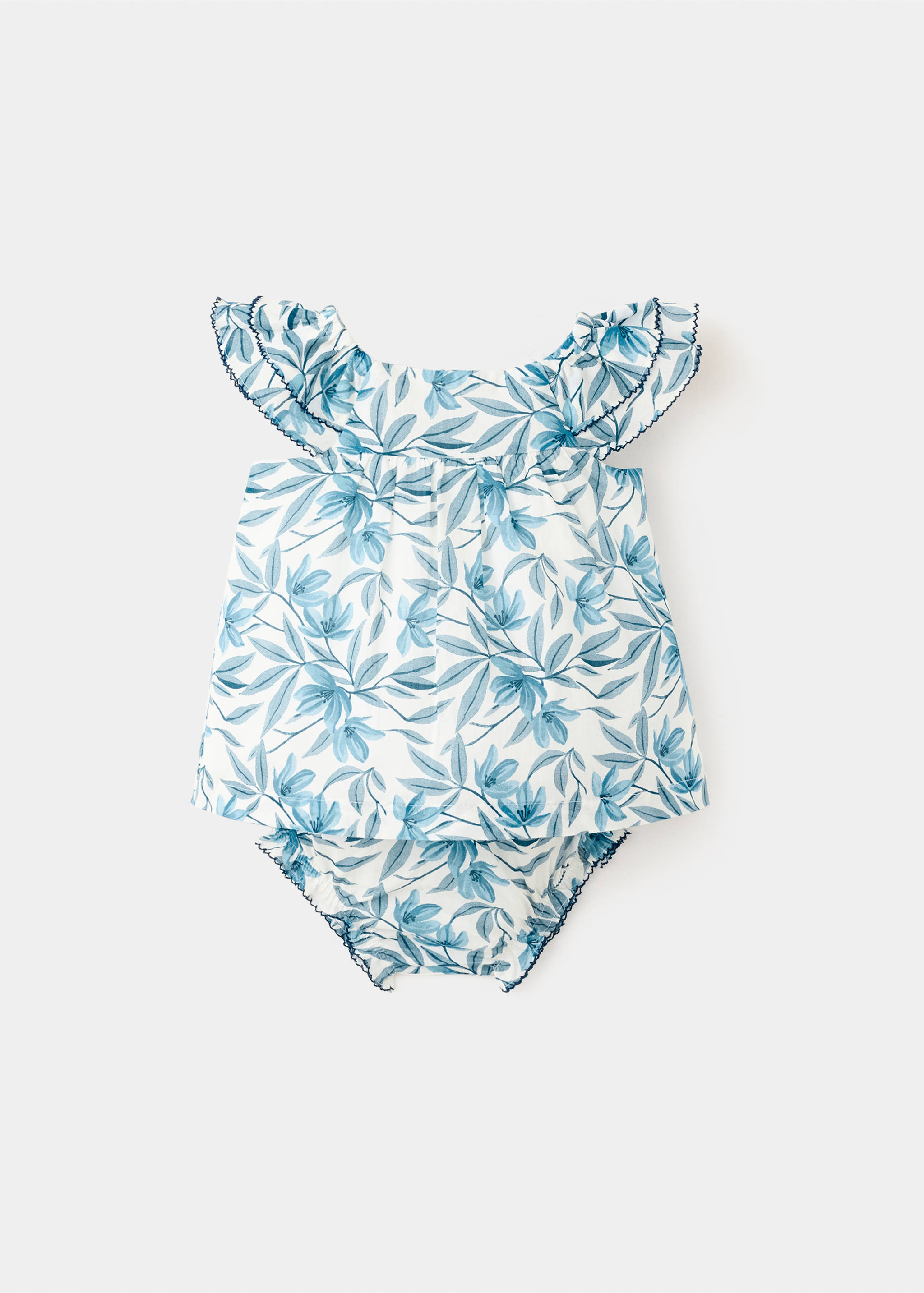 Robe et culotte à fleurs - Article sans modèle, Bleu. Ref: 27066724-00.