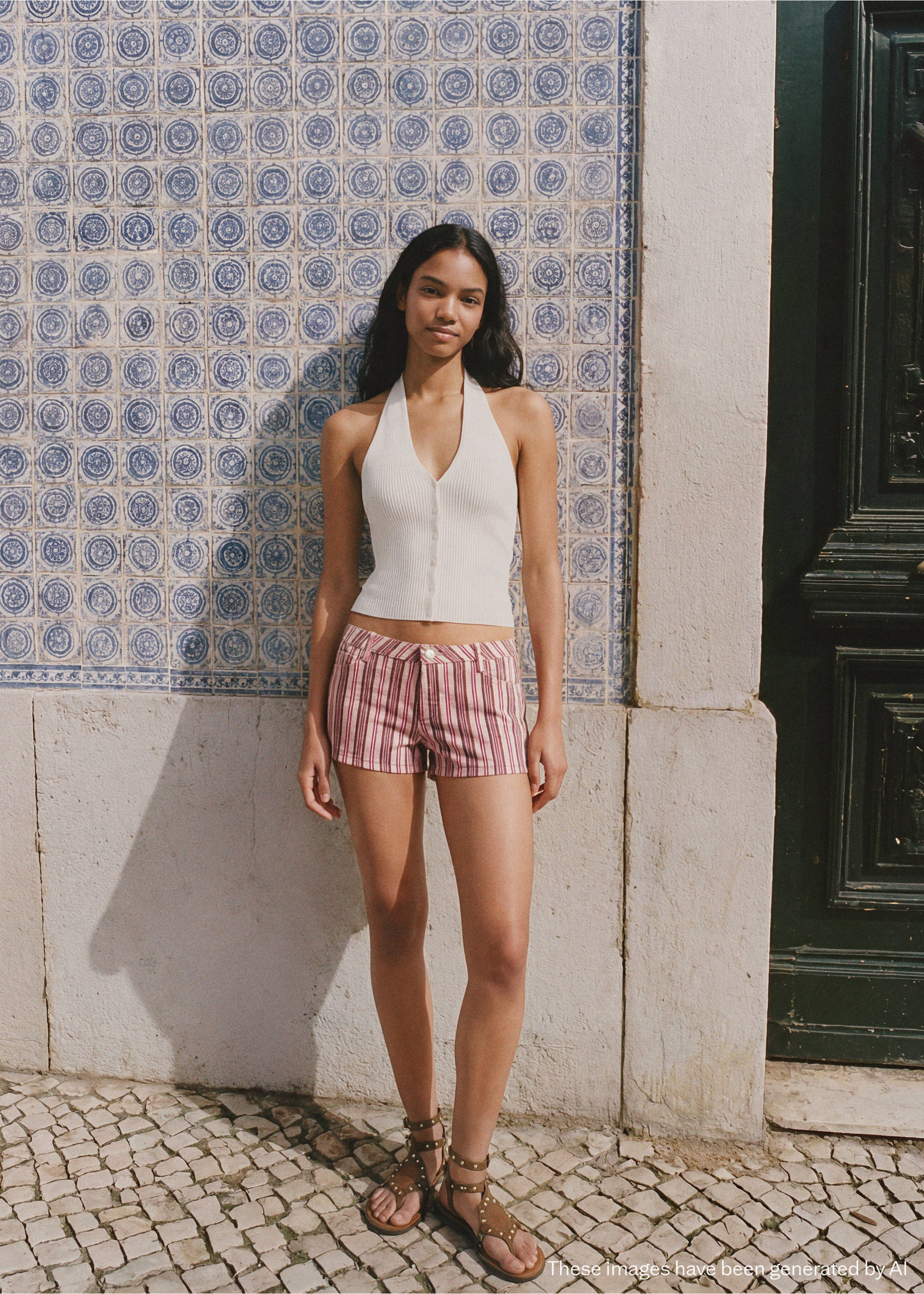 Minishorts ratlles - Pla general, Rosa pastel. Ref: 27066726-00.