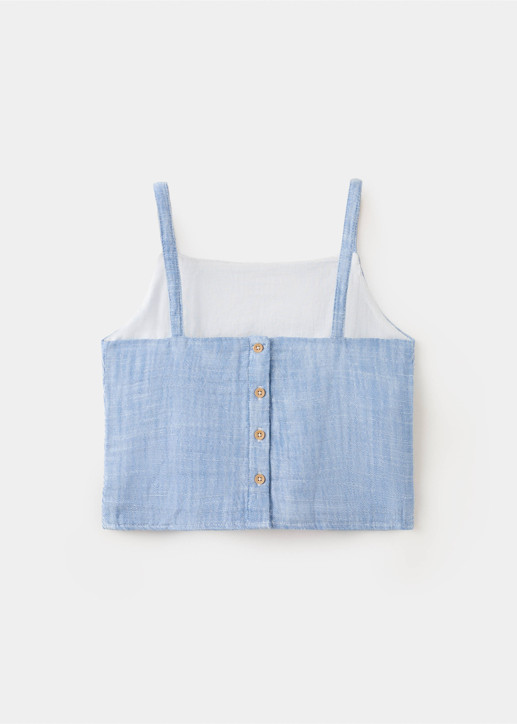 Blouse coton broderies - Verso de l’article, Bleu. Ref: 27066729-00.