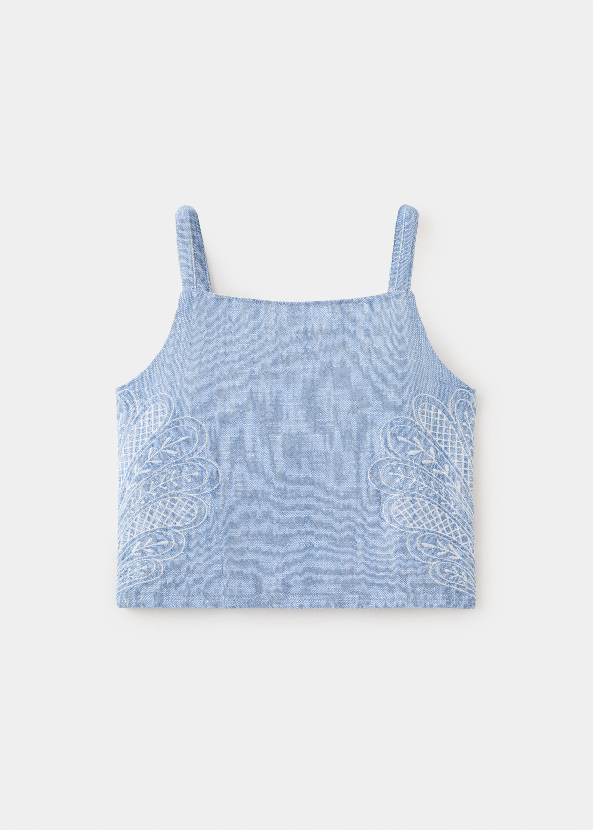 Embroidered cotton blouse - Article without model, Blue. Ref: 27066729-00.