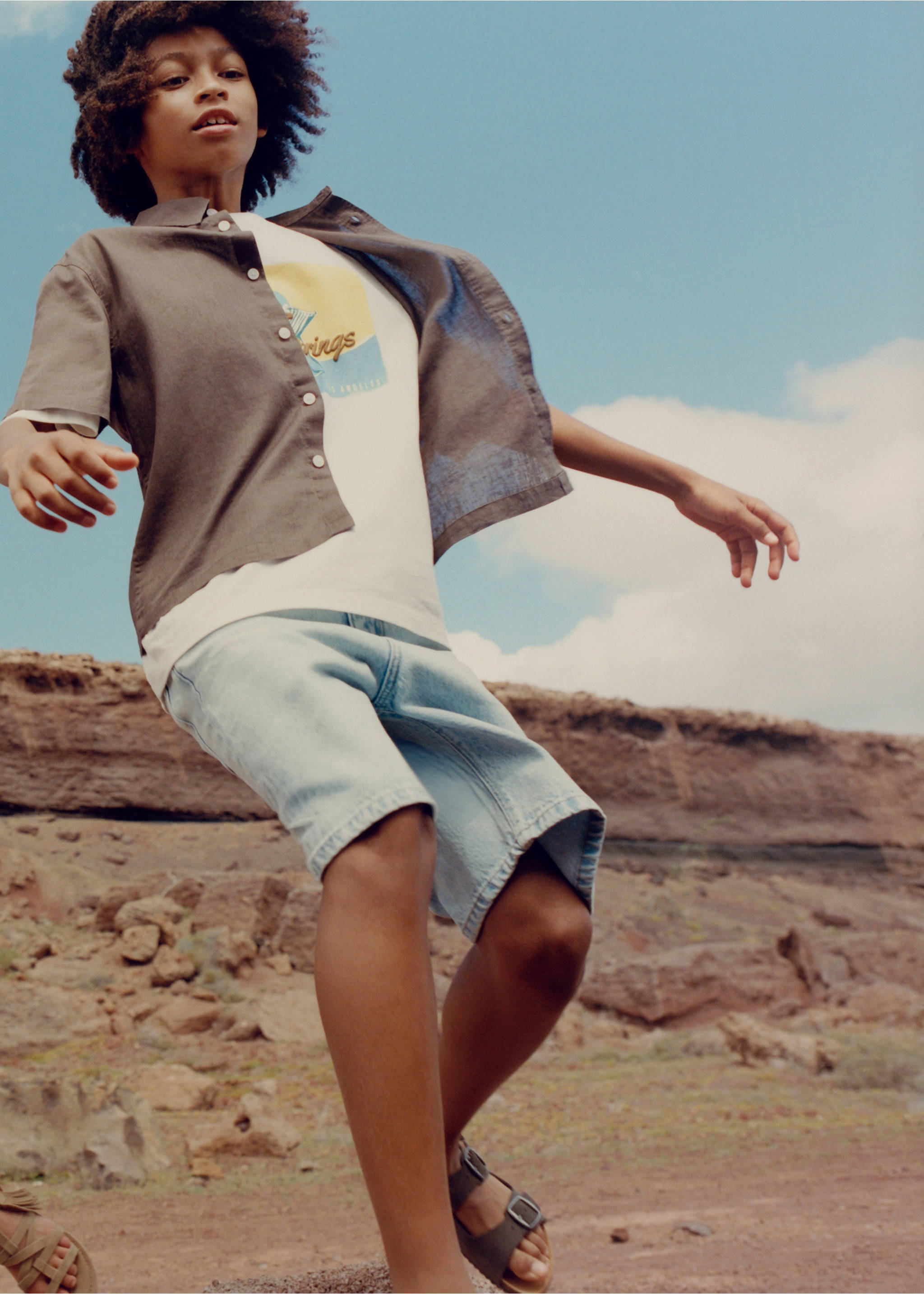 데님 배기 버뮤다 팬츠 - 상품 내역: 5, 라이트 블루. Ref: 27066732-00.