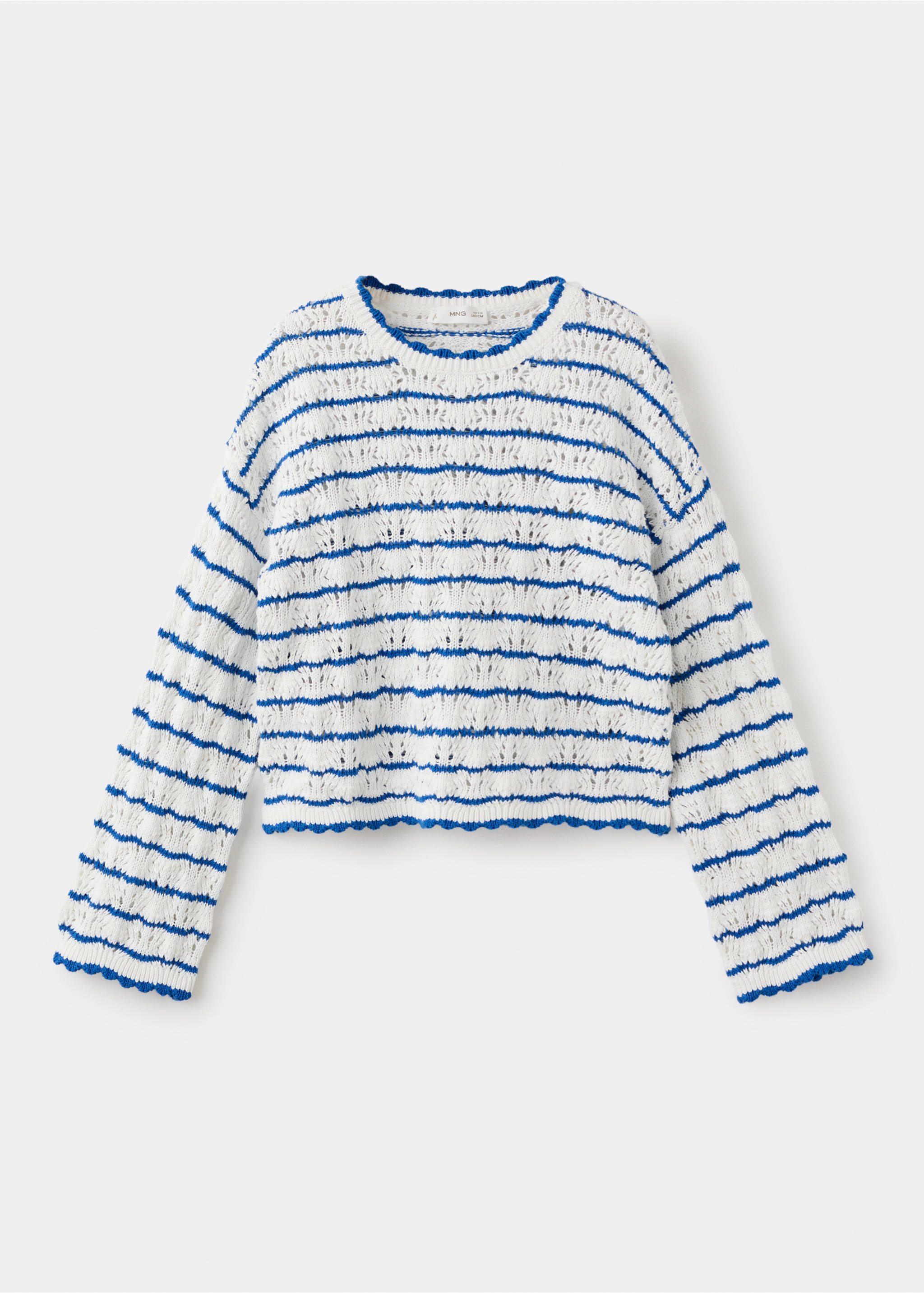 Striped openwork knit sweater - Article without model, Vibrant blue. Ref: 27066733-00.