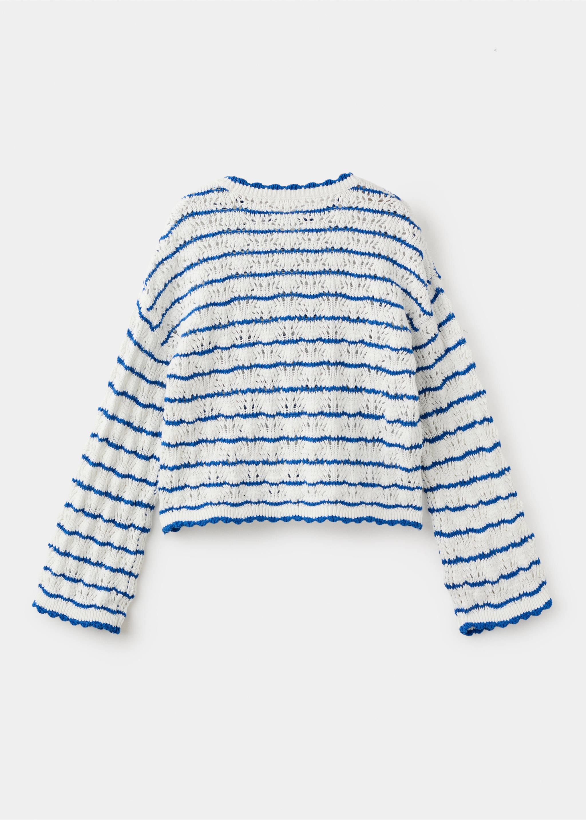 Striped openwork knit sweater - Reverse of the article, Vibrant blue. Ref: 27066733-00.