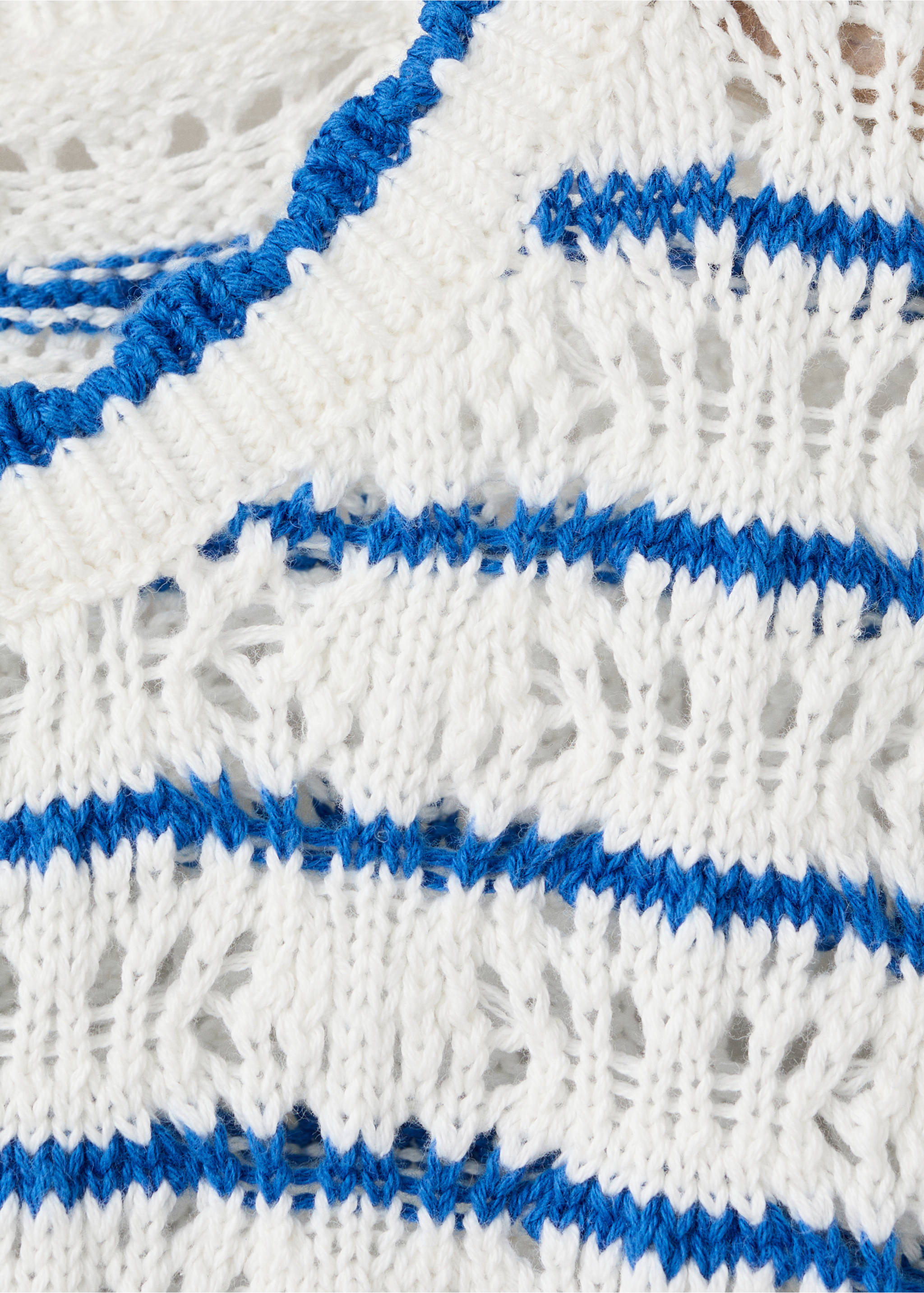 Striped openwork knit sweater - Details of the article 8, Vibrant blue. Ref: 27066733-00.