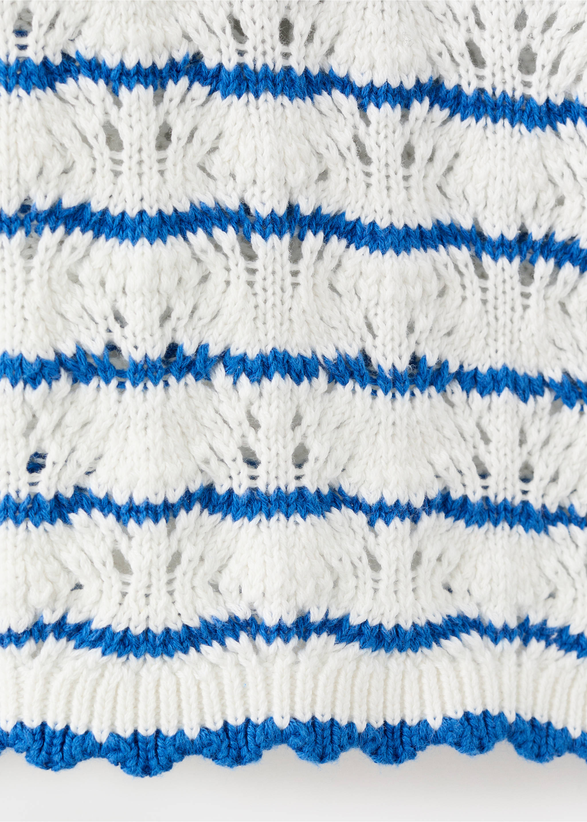 Striped openwork knit sweater - Details of the article 0, Vibrant blue. Ref: 27066733-00.