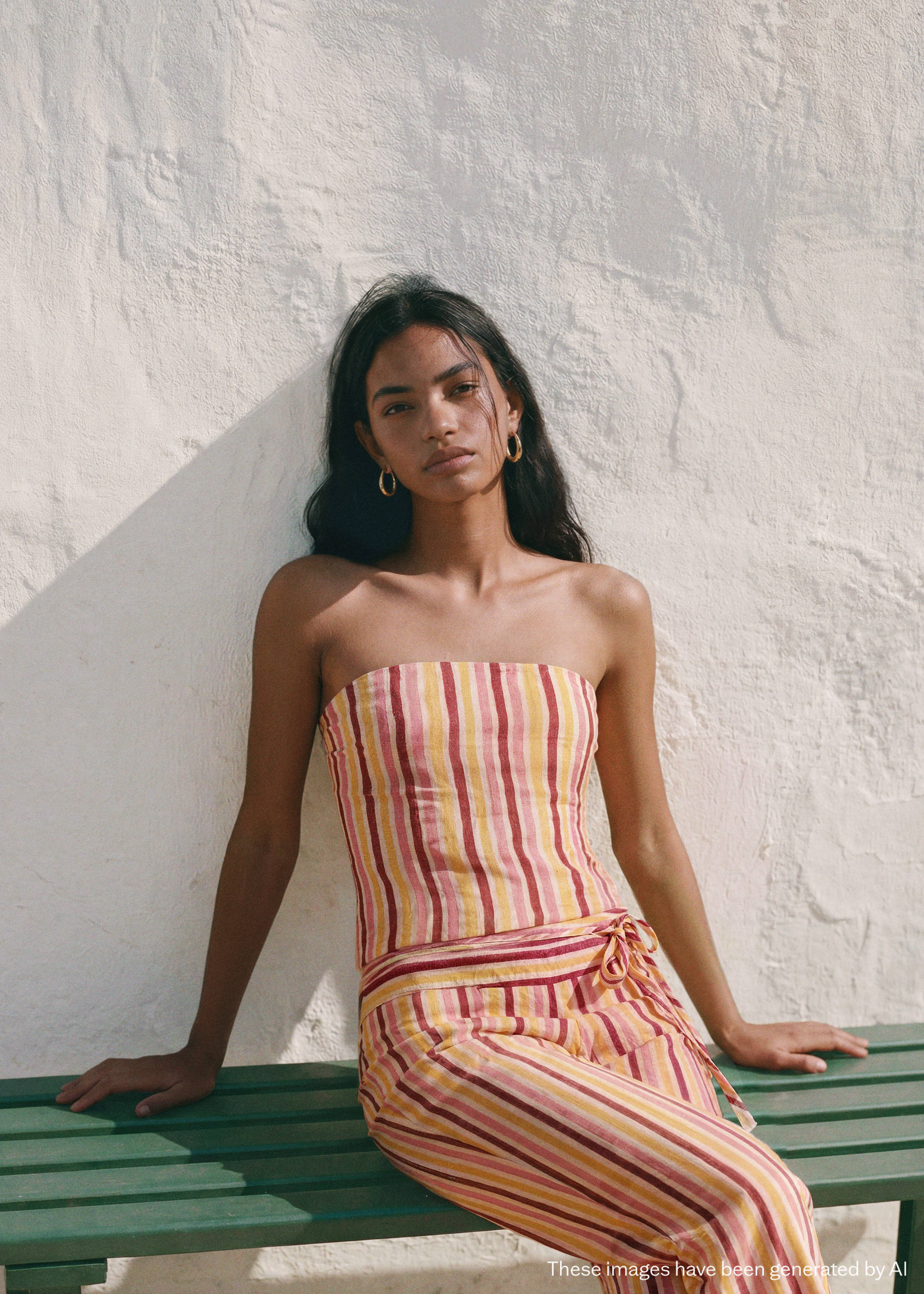 Axelbandslös topp med ränder - Allmän bild