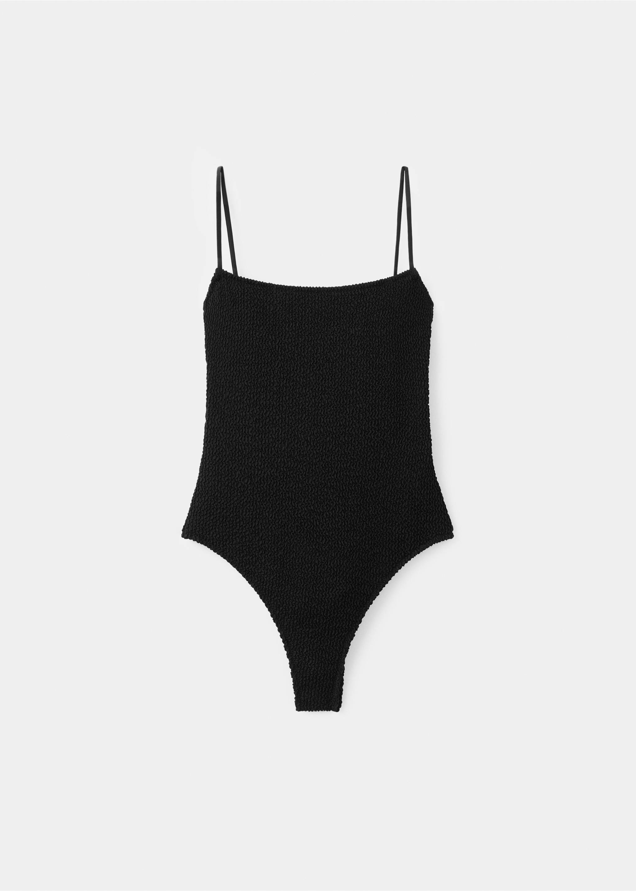 Textured swimsuit with straps - Article without model, Black. Ref: 27066736-00.