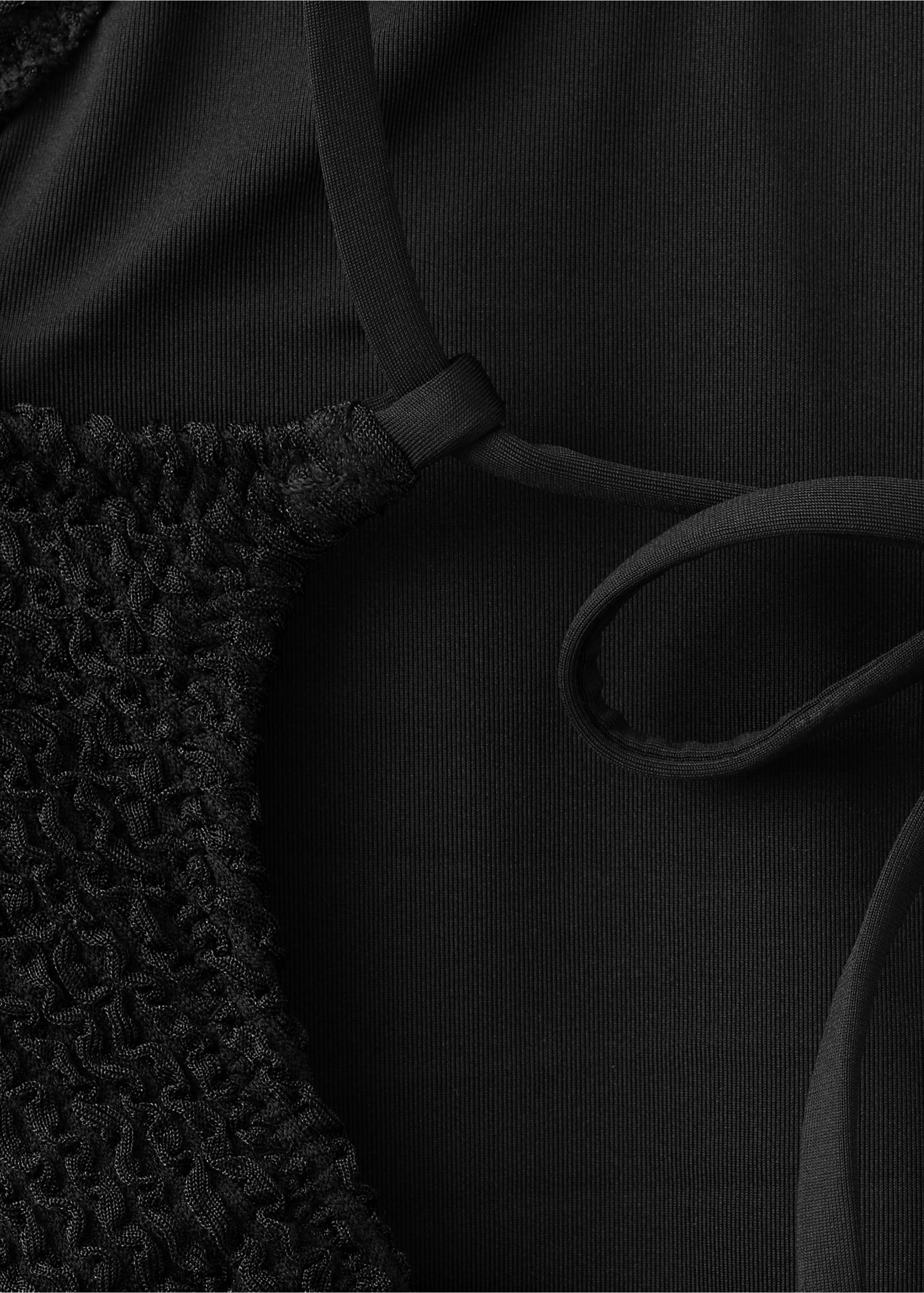 Textured swimsuit with straps - Details of the article 0, Black. Ref: 27066736-00.