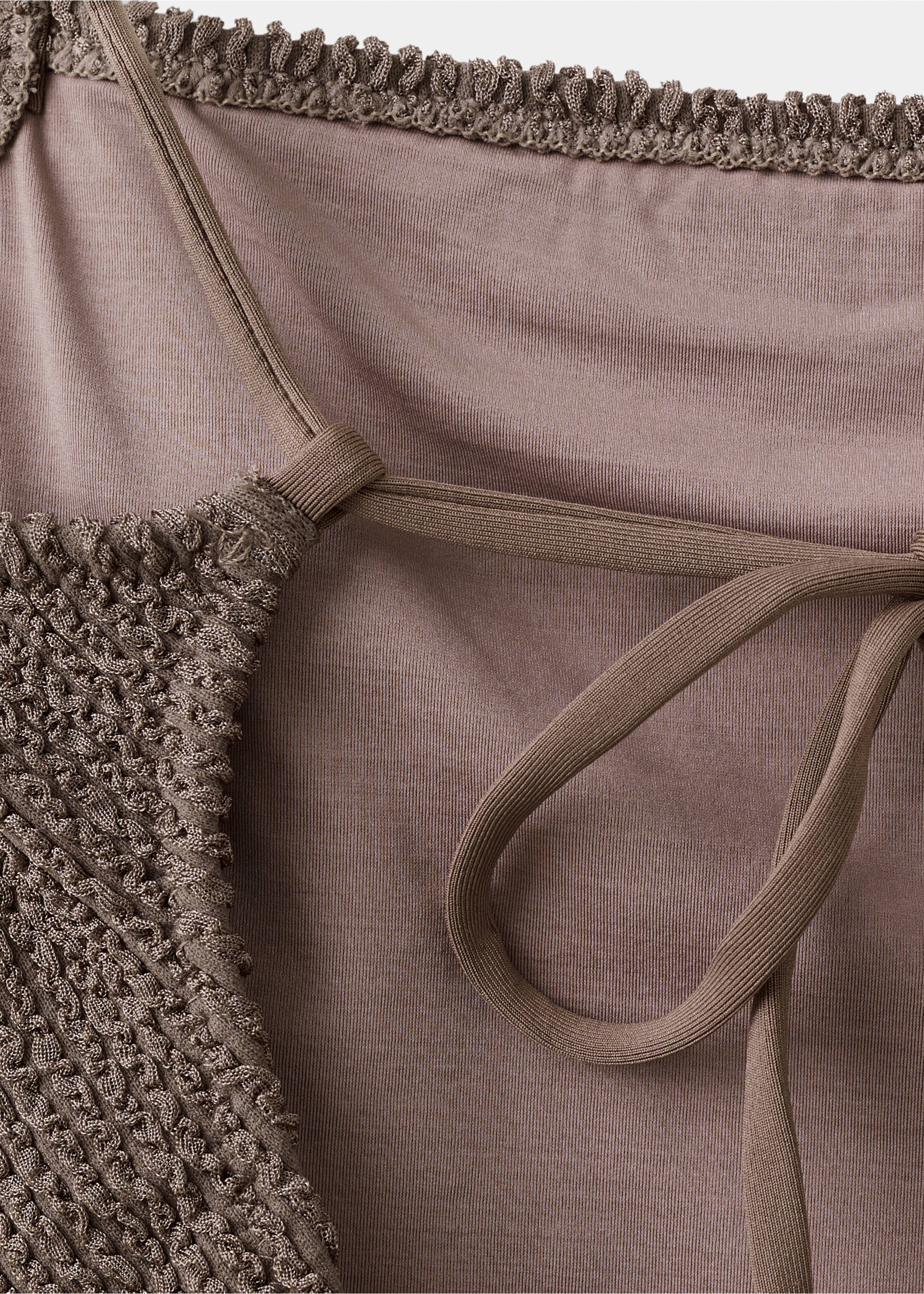 Textured swimsuit with straps - Details of the article 0, Light/Pastel Brown. Ref: 27066736-00.