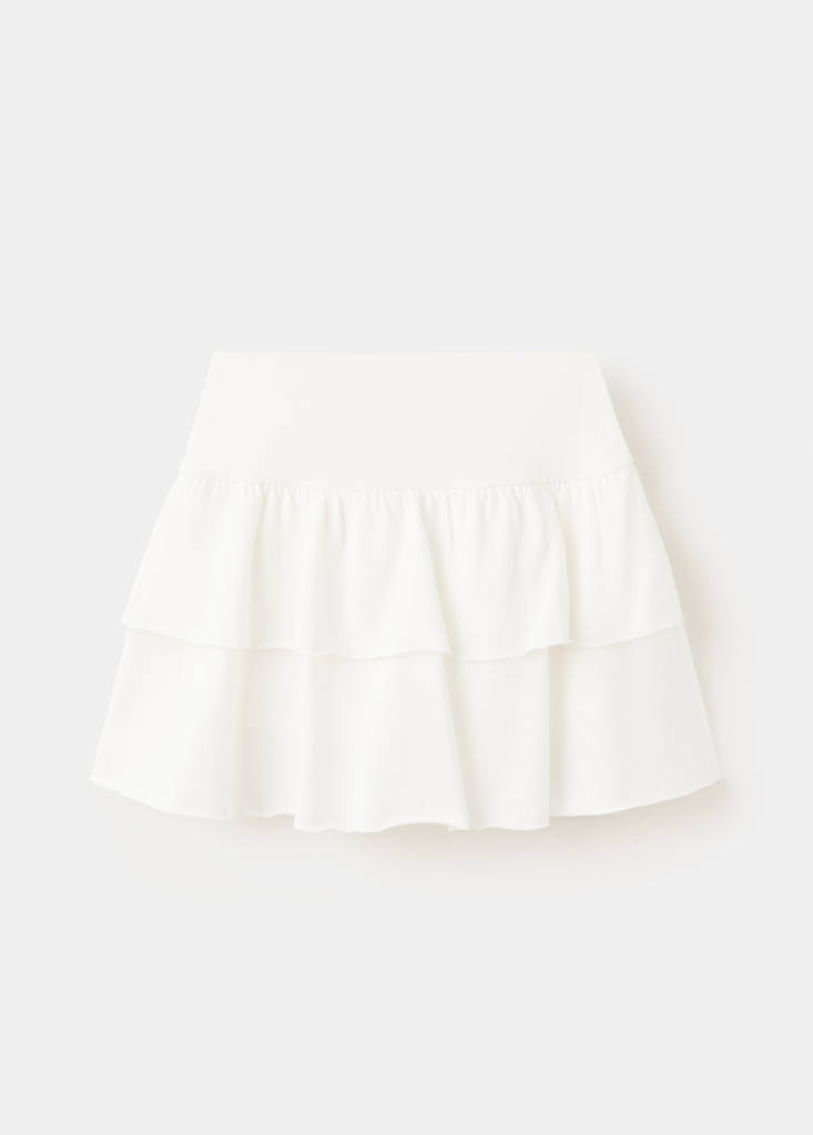 Ruffled cotton skirt — Off White