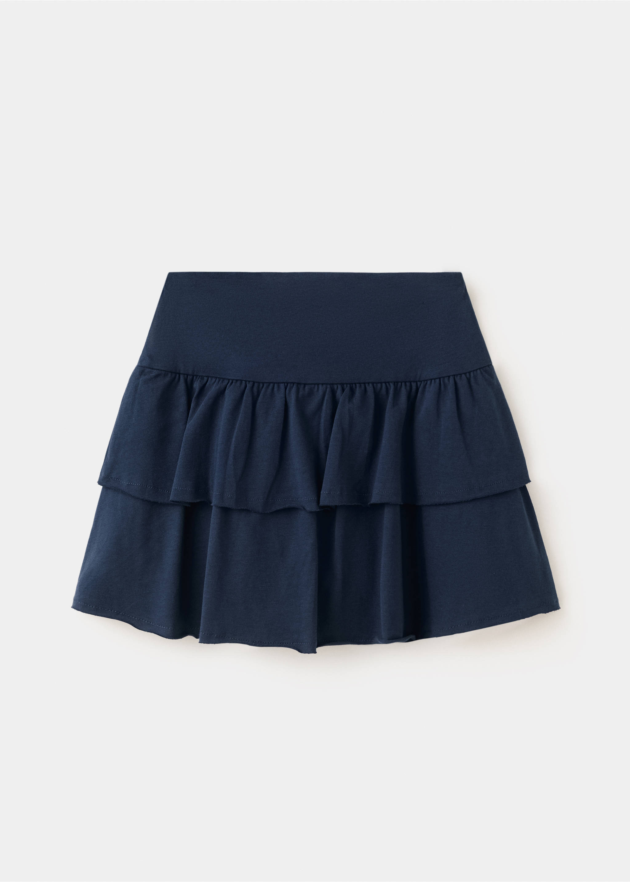 Ruffled cotton skirt - Reverse of the article, Navy. Ref: 27066738-00.