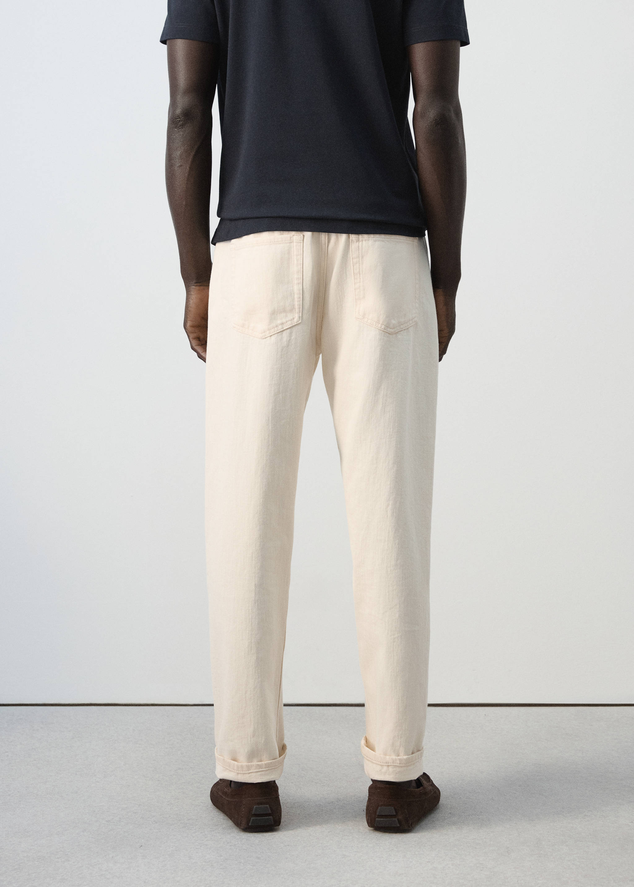 100% cotton regular fit cropped jeans - Reverse of the article