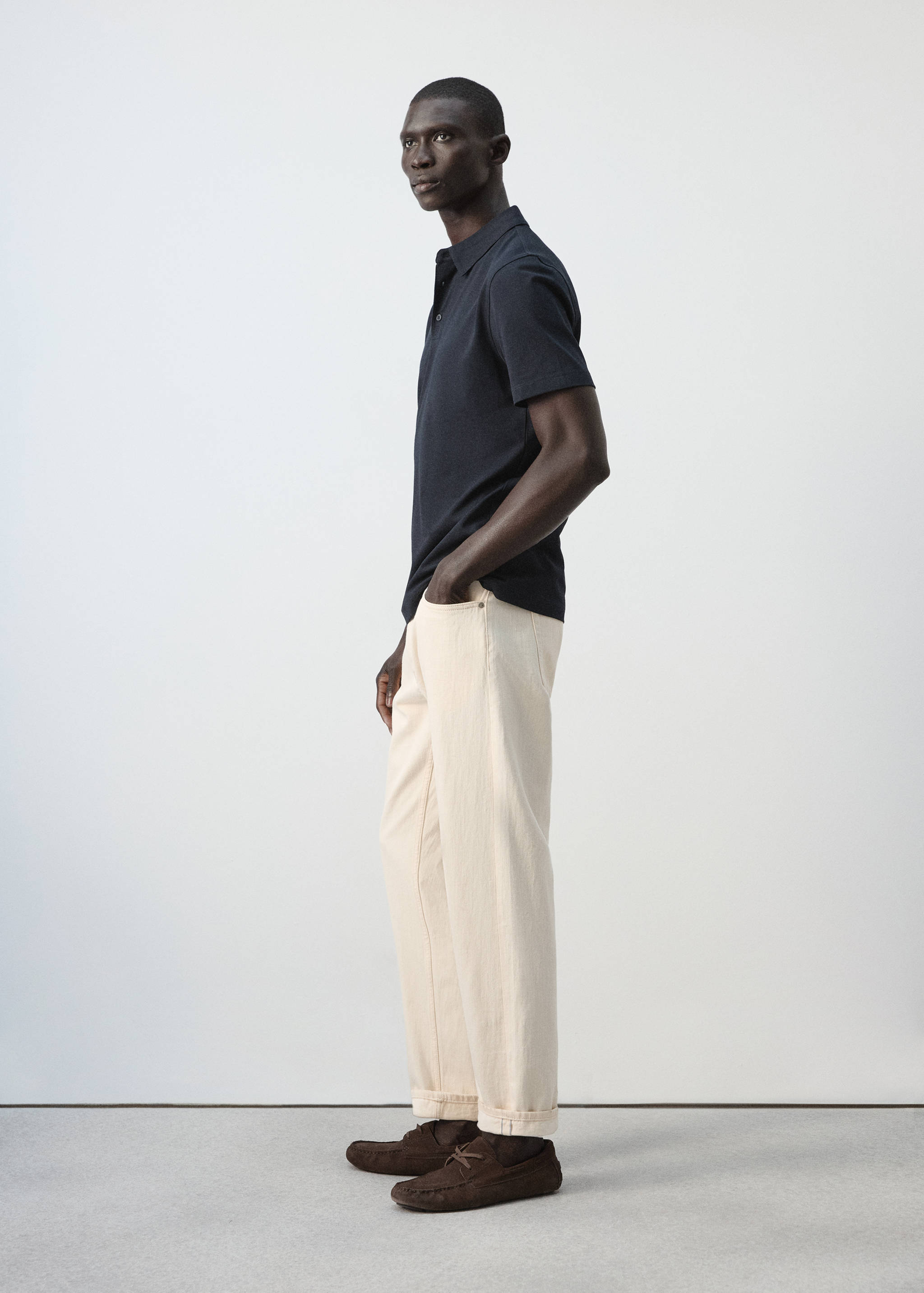 100% cotton regular fit cropped jeans - Details of the article 2