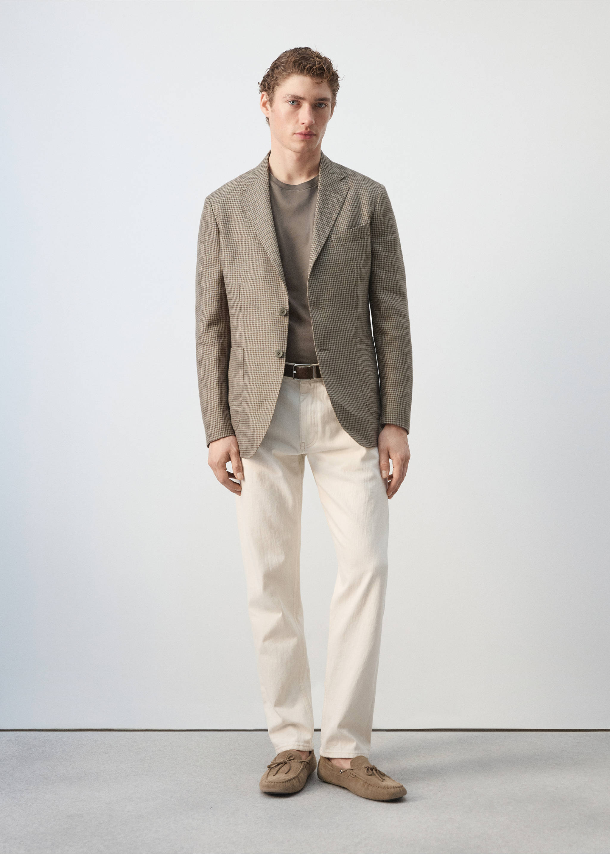 100% cotton regular fit cropped jeans - General plane, Off White. Ref: 27066739-01.