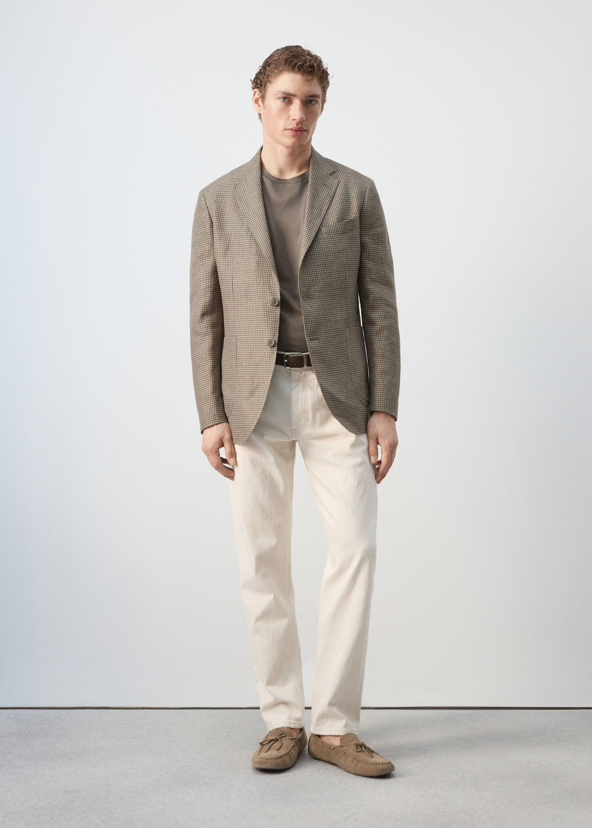 100% cotton regular fit cropped jeans - General plane