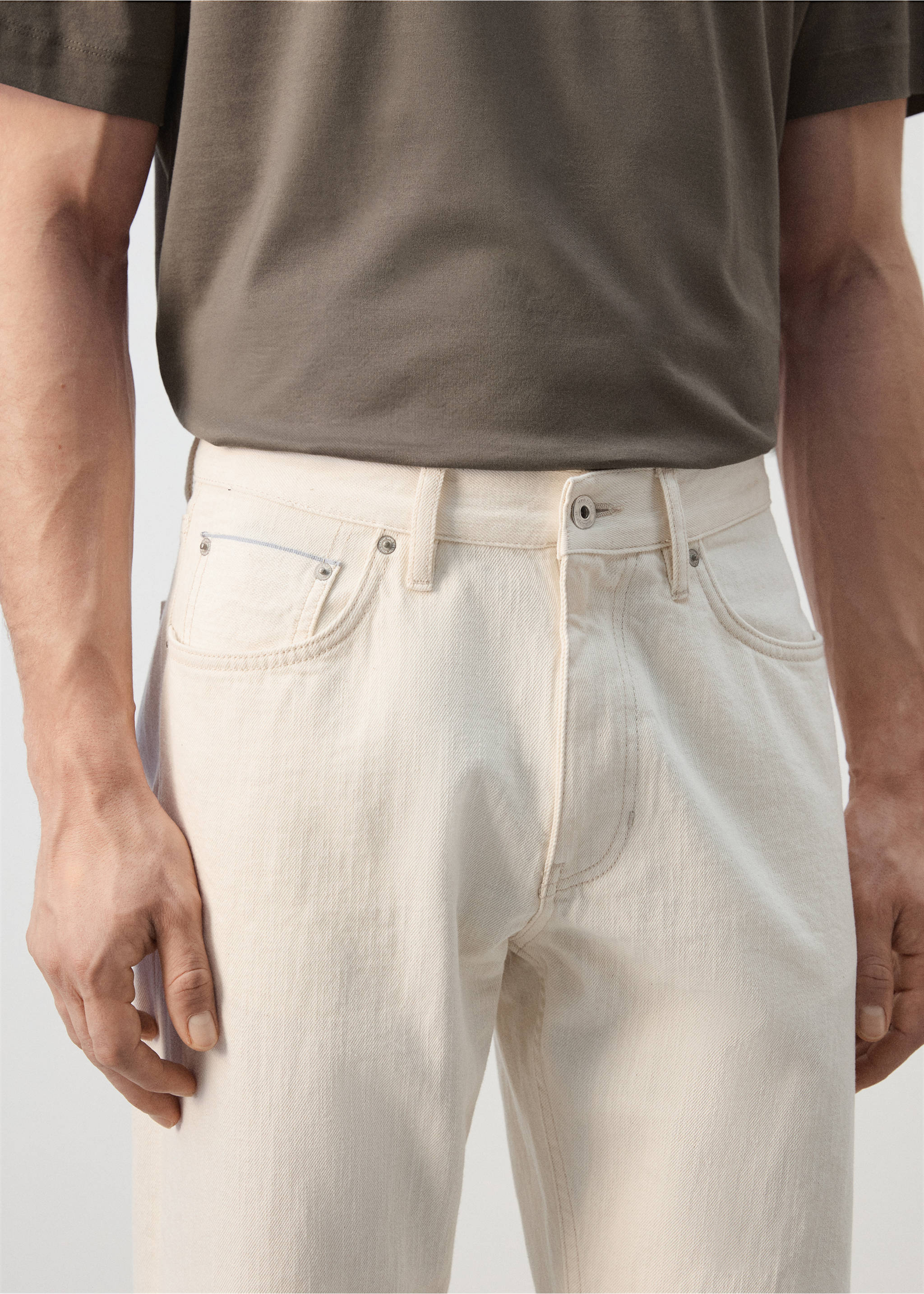 100% cotton regular fit cropped jeans - Details of the article 1, Off White. Ref: 27066739-01.