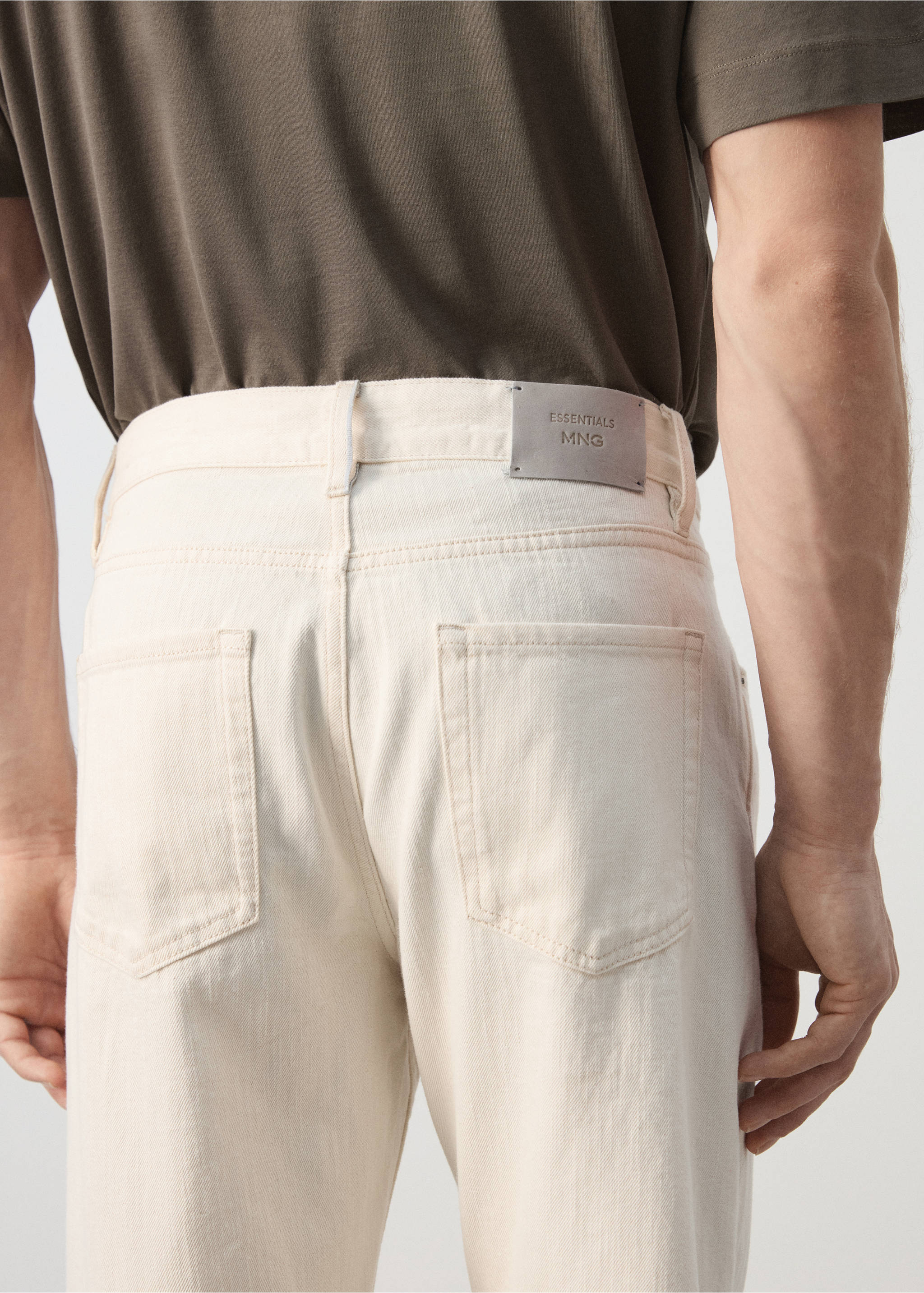 100% cotton regular fit cropped jeans - Details of the article 4, Off White. Ref: 27066739-01.