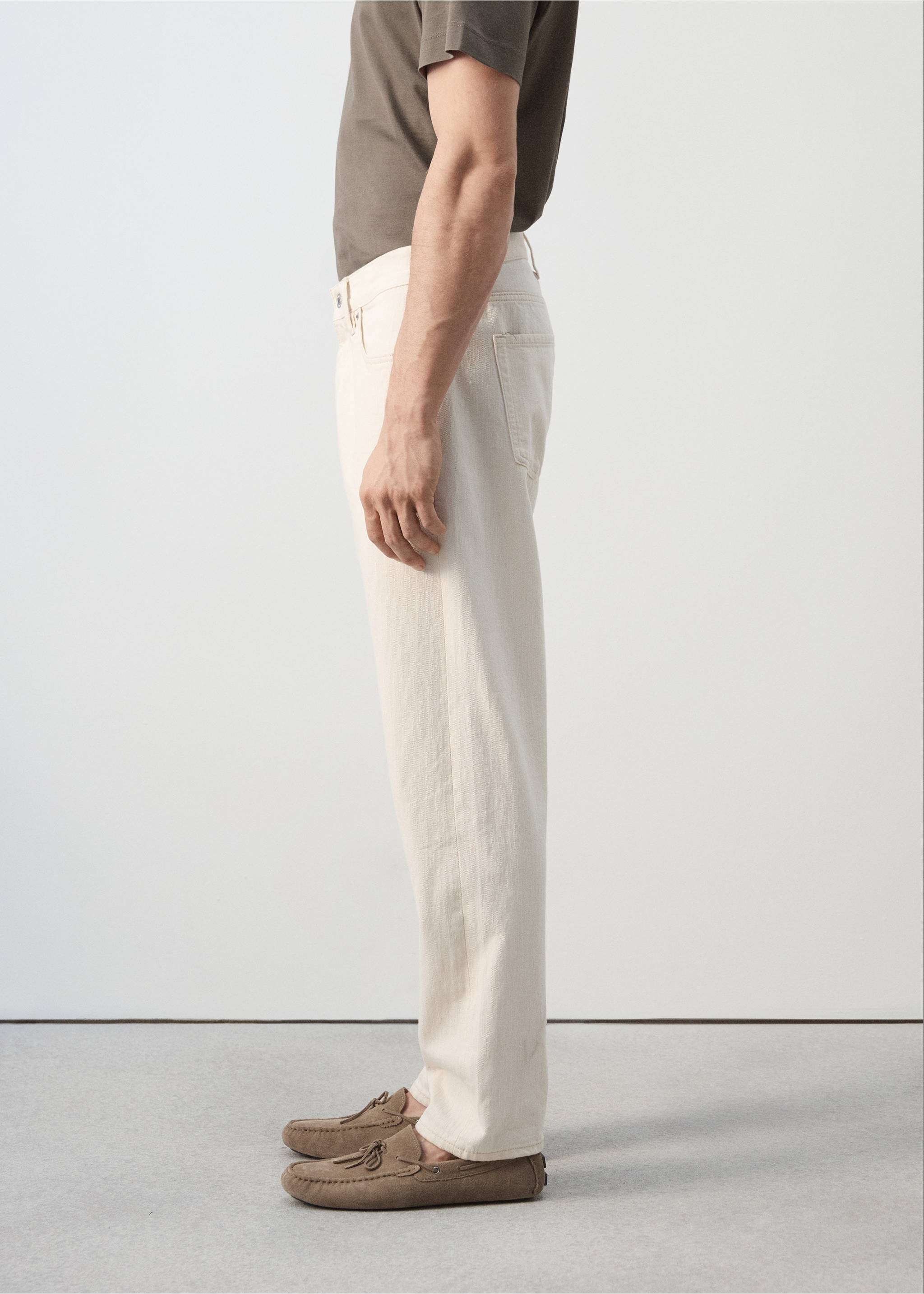 100% cotton regular fit cropped jeans - Details of the article 2, Off White. Ref: 27066739-01.