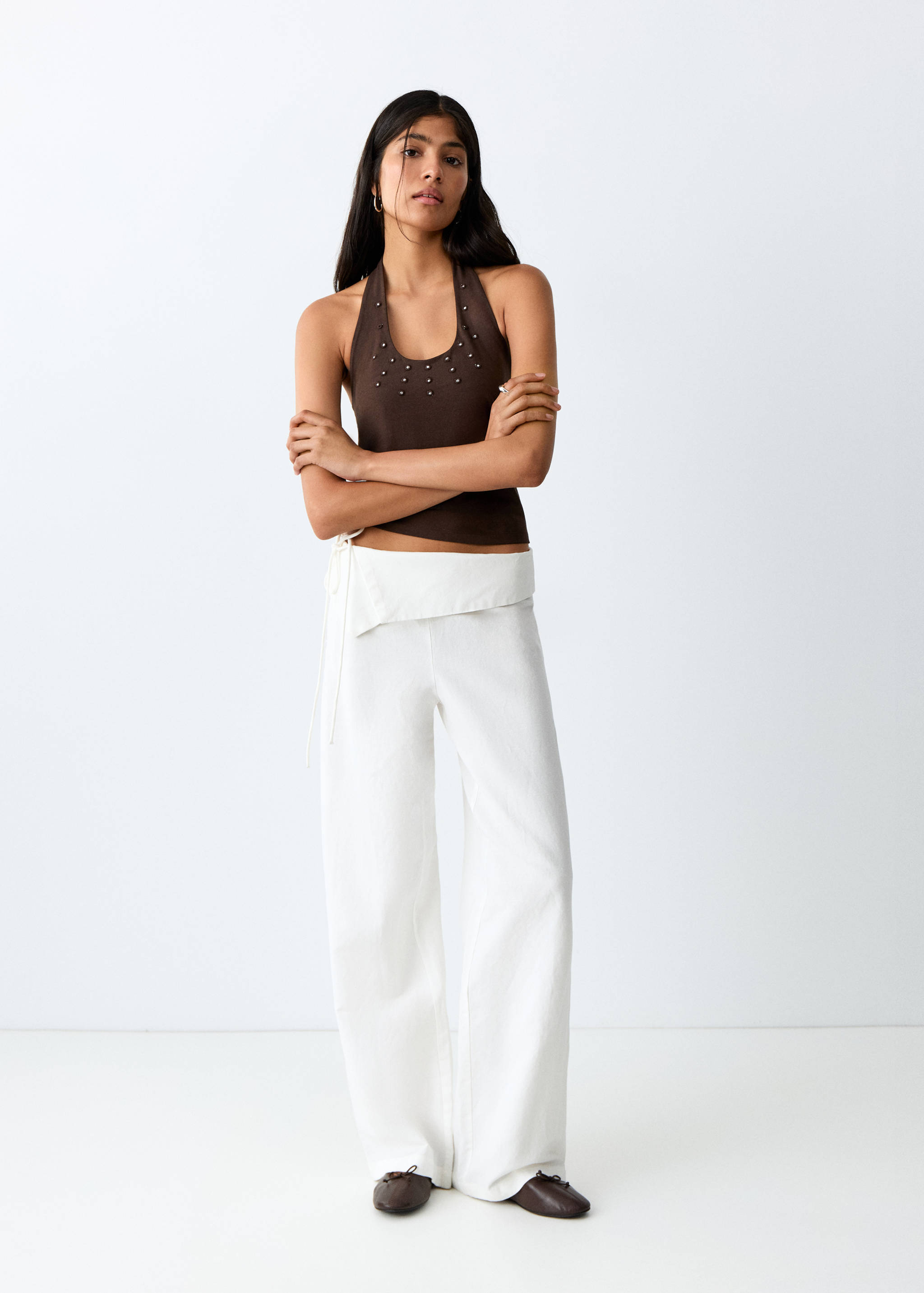 Halter top with metallic appliqués - General plane