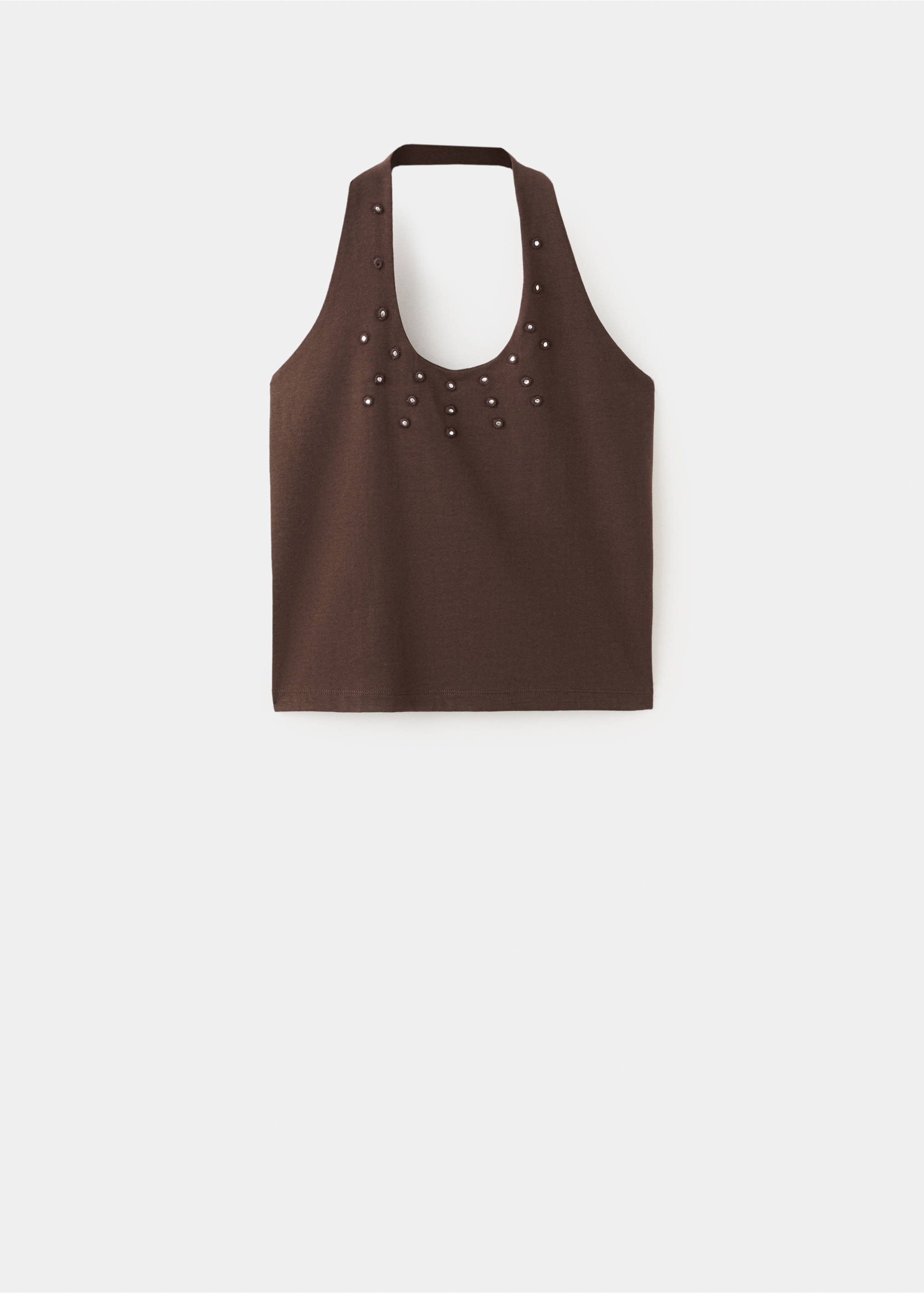 Halter top with metallic appliqués - Article without model, Brown. Ref: 27066740-00.