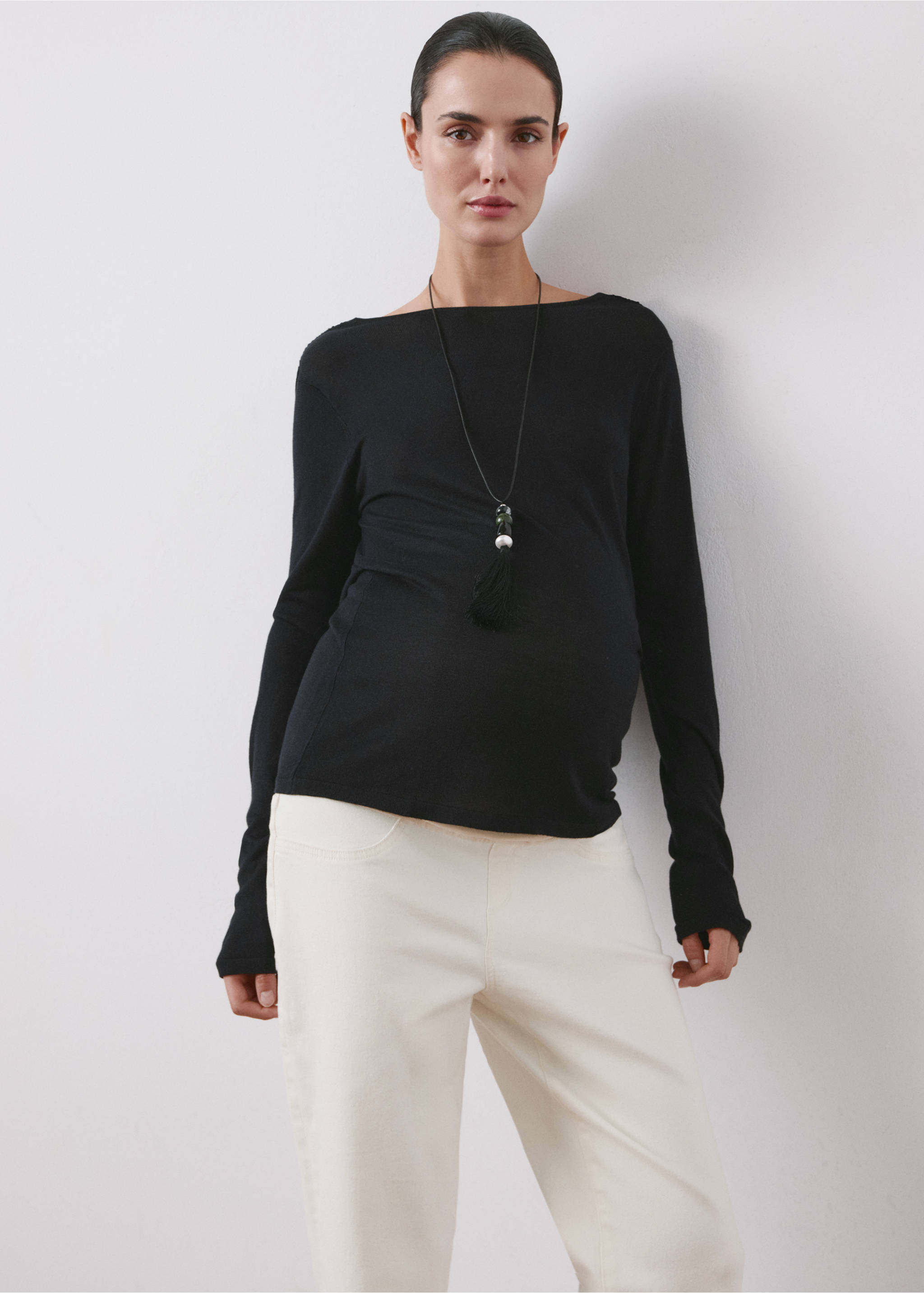 머터니티 플레어 크롭 진 - 상품 내역: 1, 오프 화이트. Ref: 27066741-00.