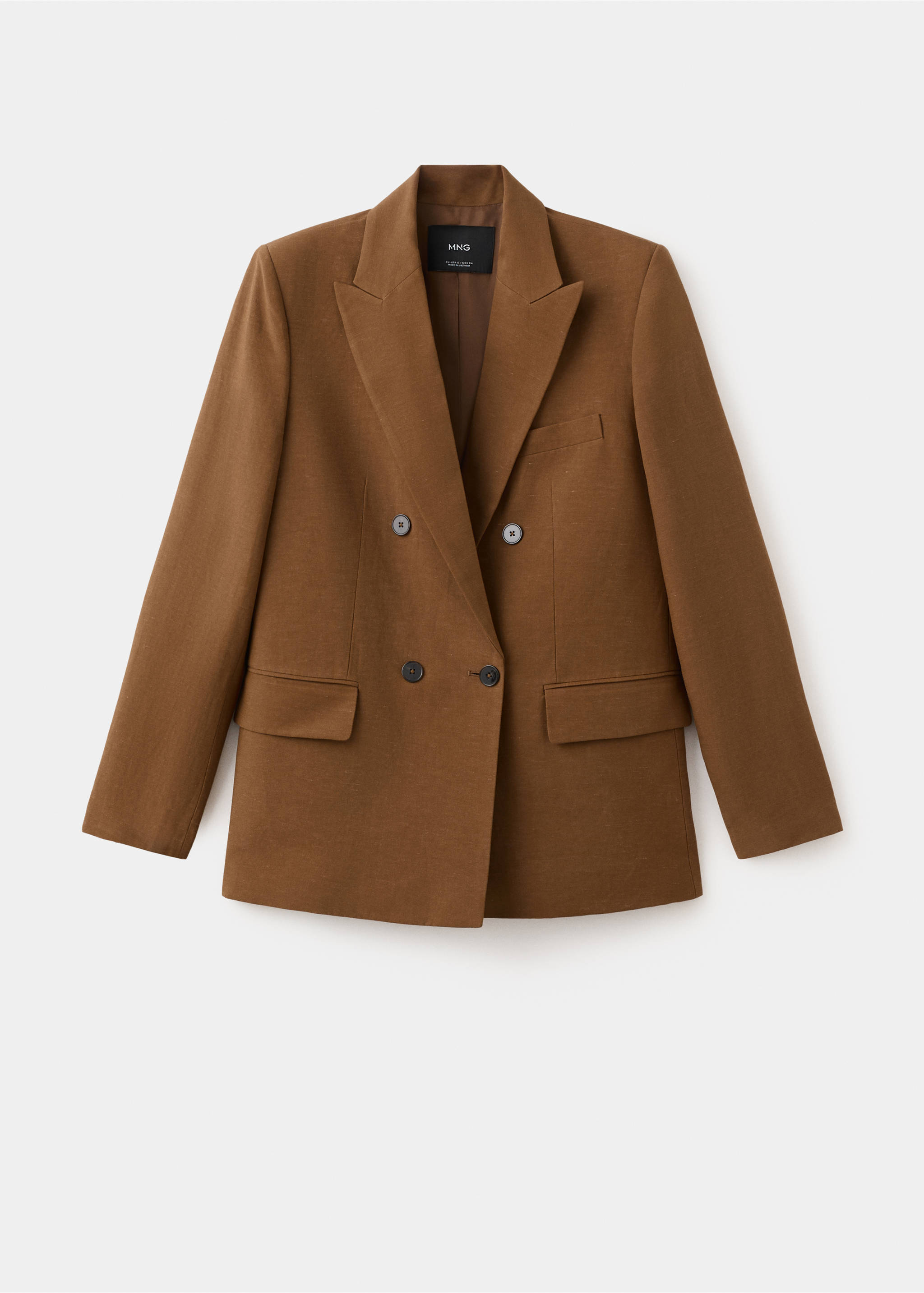 Double-breasted linen suit jacket - Article without model, Caramel. Ref: 27066742-00.