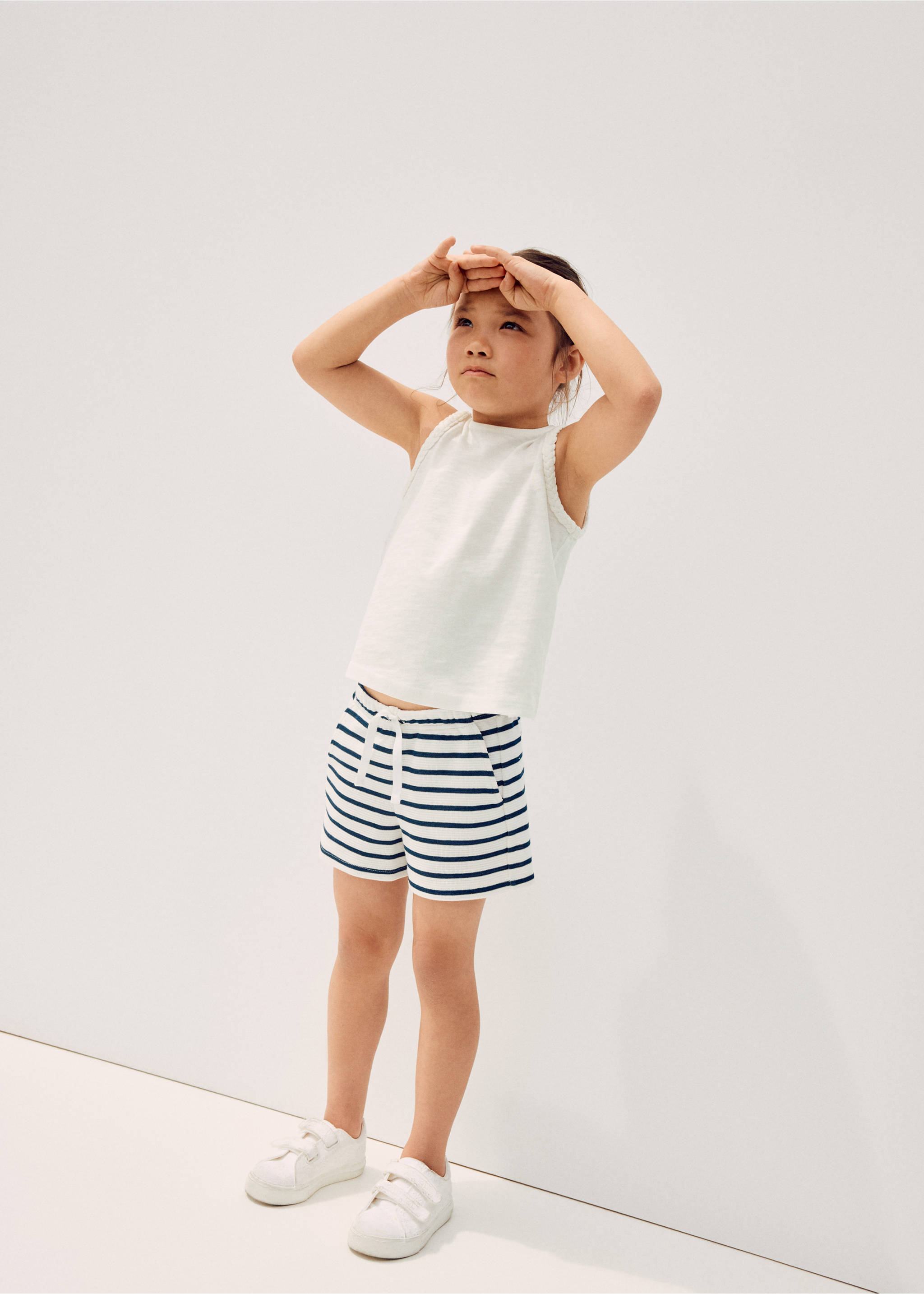 Striped cotton shorts - General plane, Navy. Ref: 27066745-00.