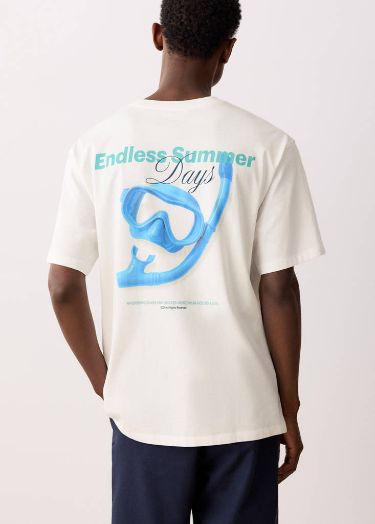 Printed cotton-blend t-shirt — Off White