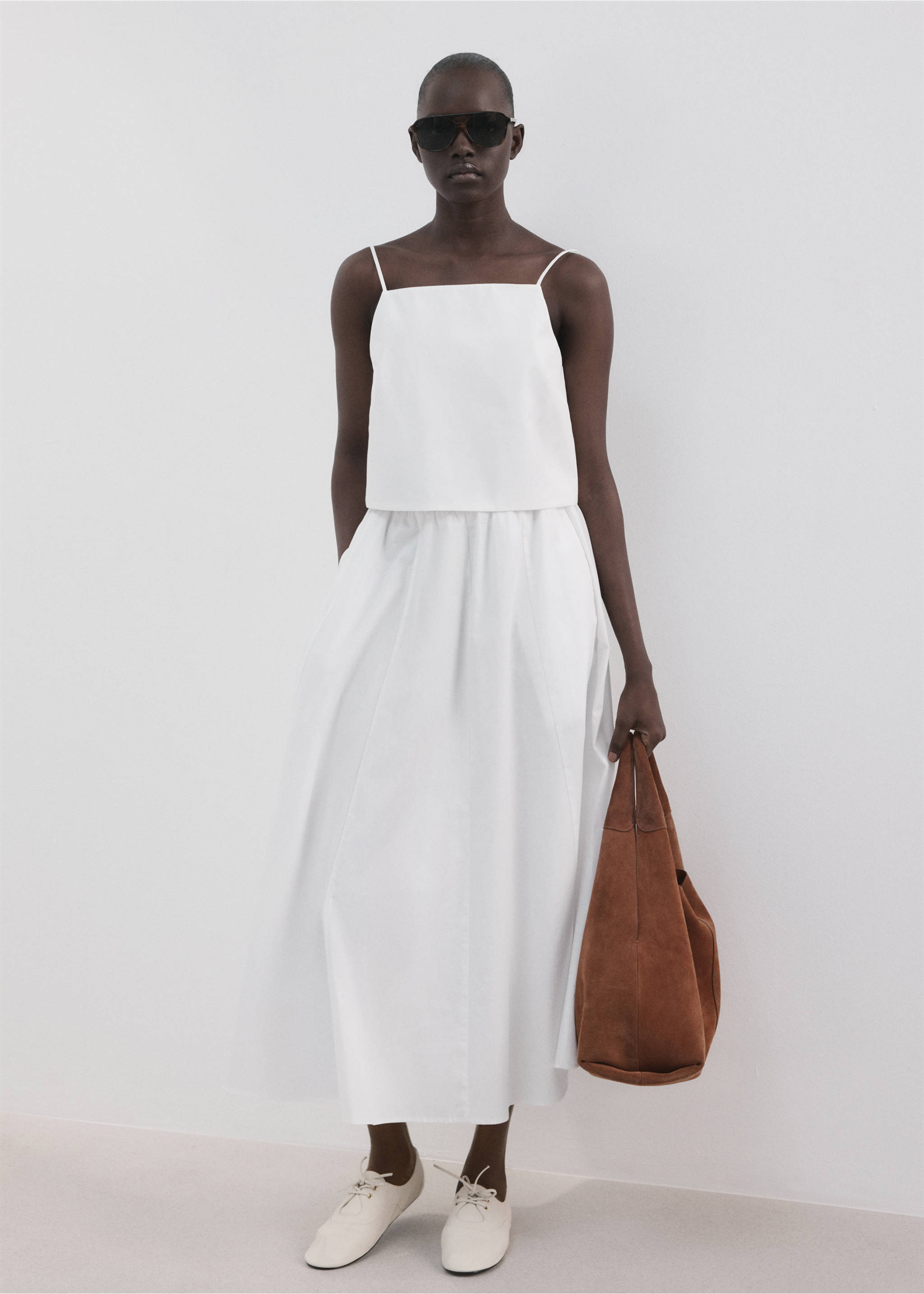 Cotton crop top - General plane, White. Ref: 27066751-00.