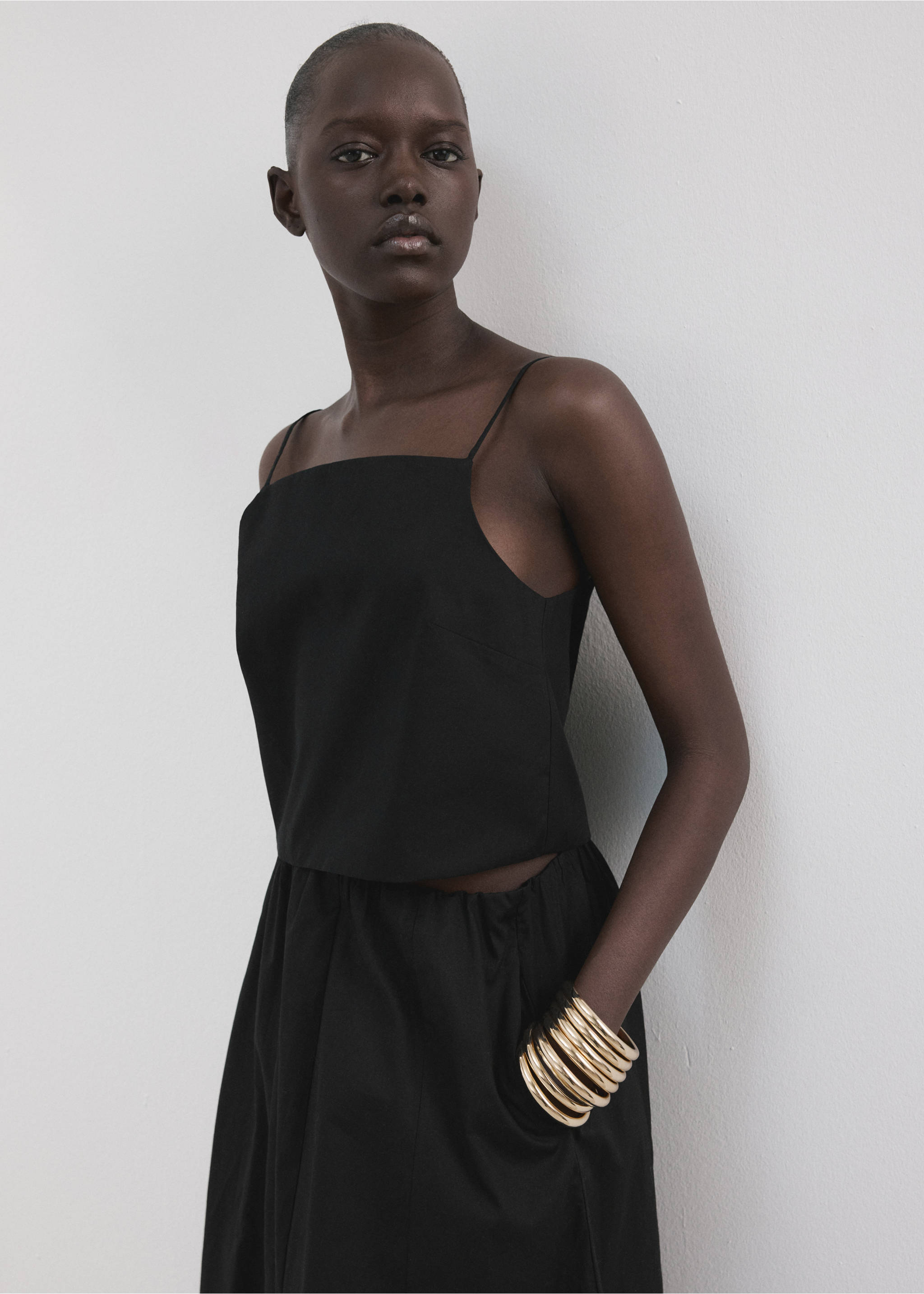 Crop top coton - Plan moyen, Noir. Ref: 27066751-00.