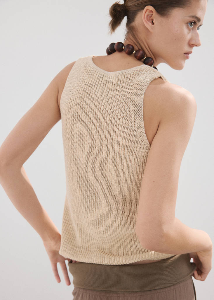 Openwork knitted waistcoat — Sand