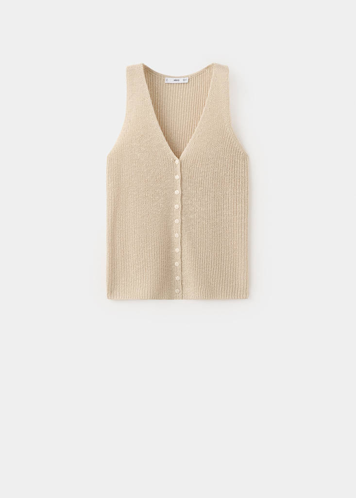 Openwork knitted waistcoat — Sand
