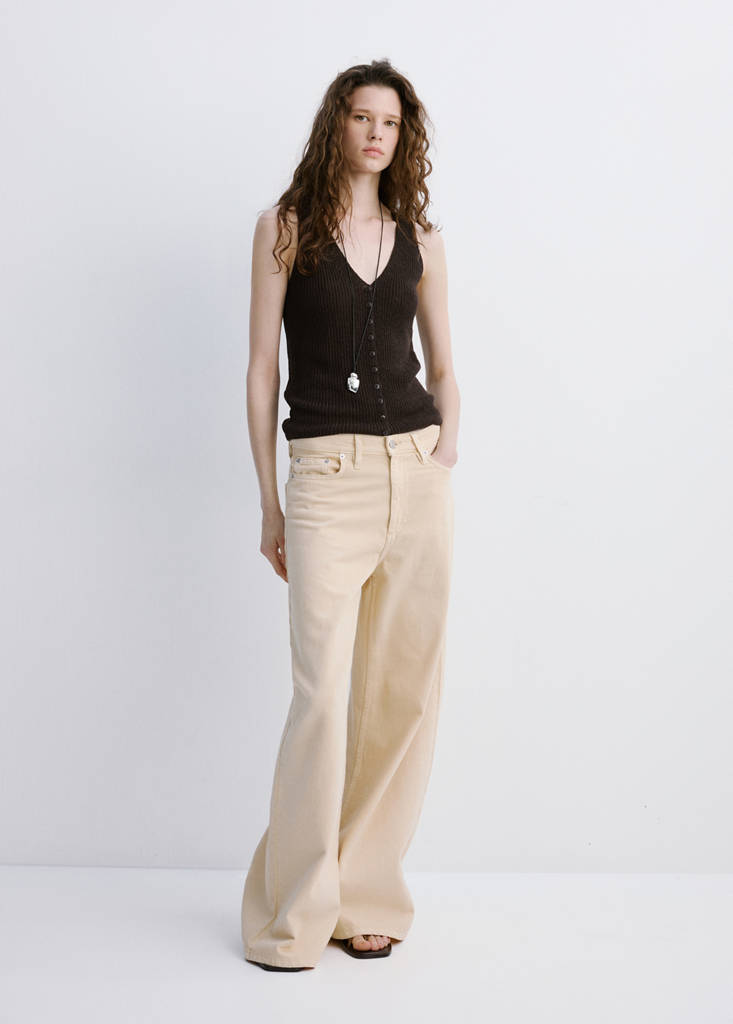 Openwork knitted waistcoat — Chocolate