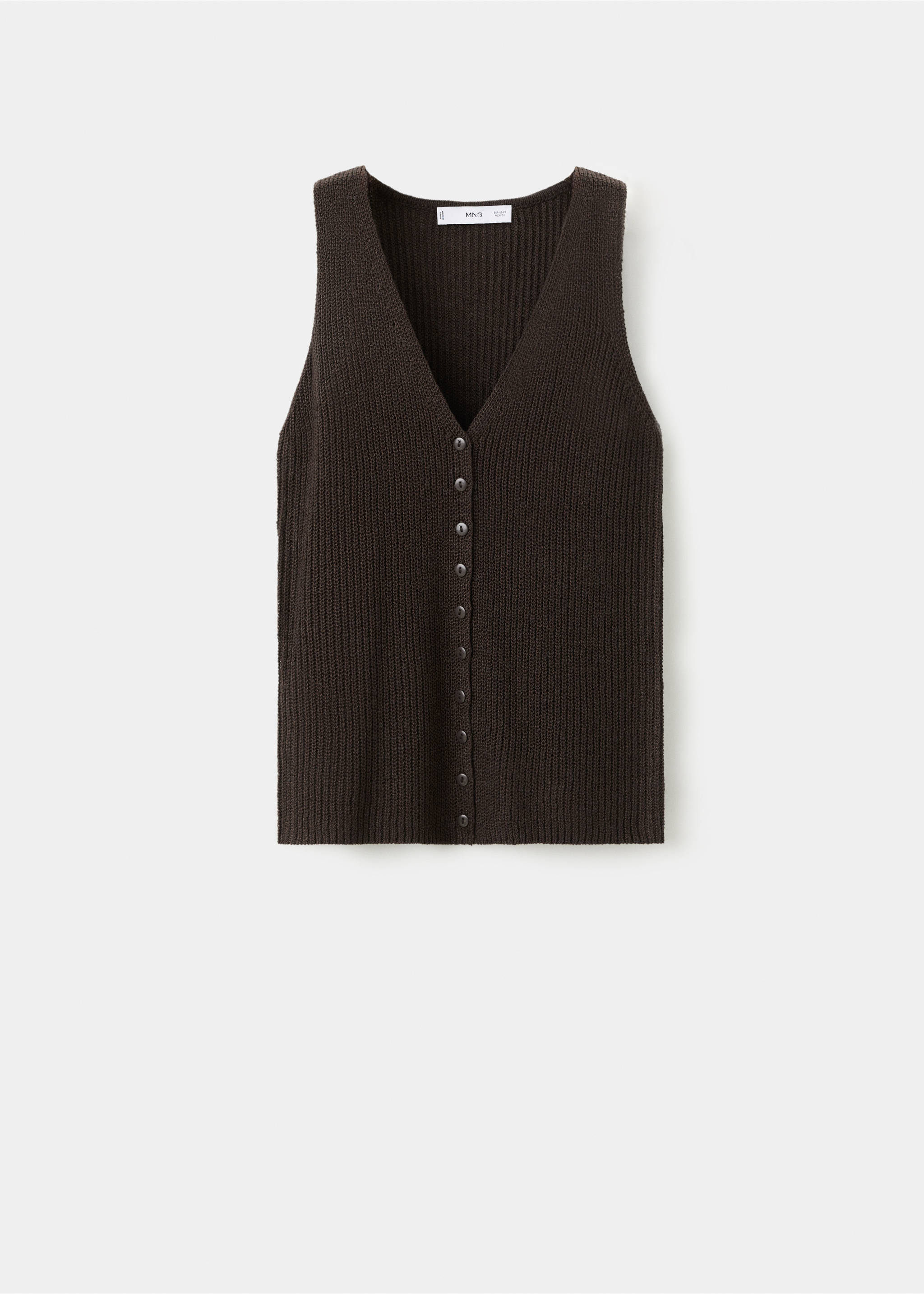 Openwork knitted waistcoat - Article without model, Chocolate. Ref: 27067137-00.
