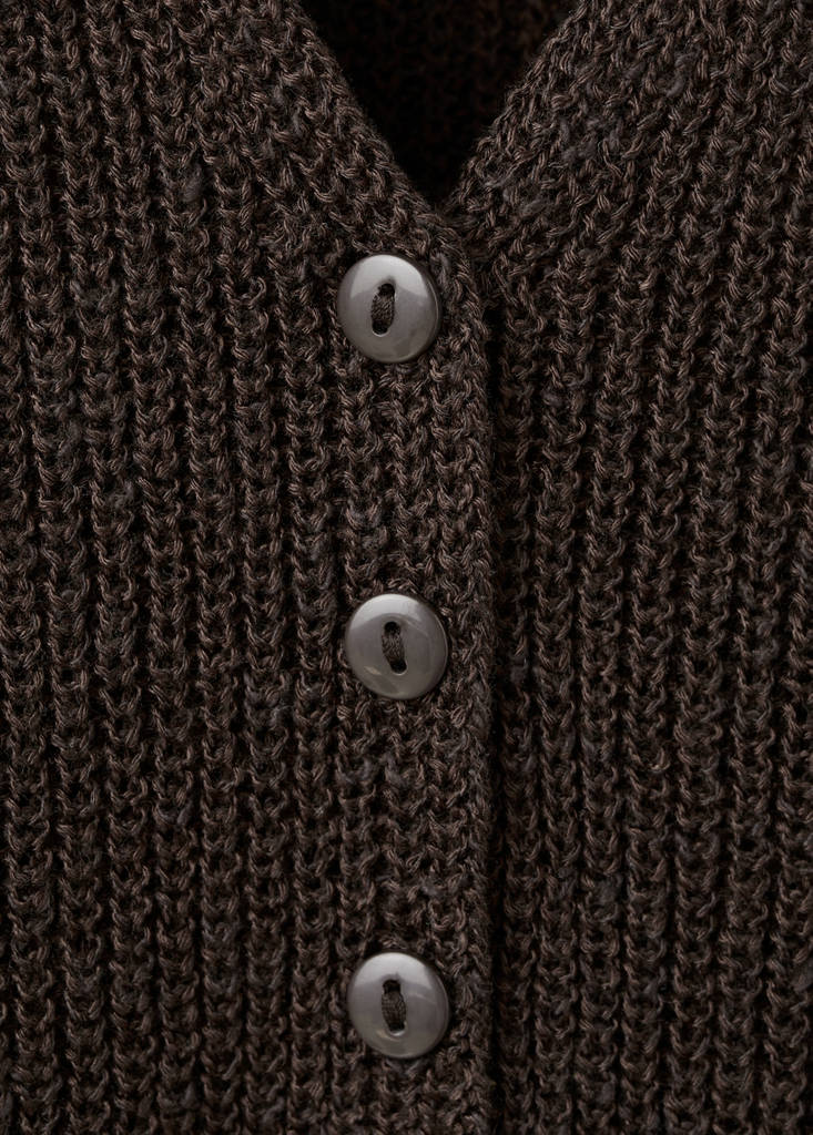 Openwork knitted waistcoat — Chocolate