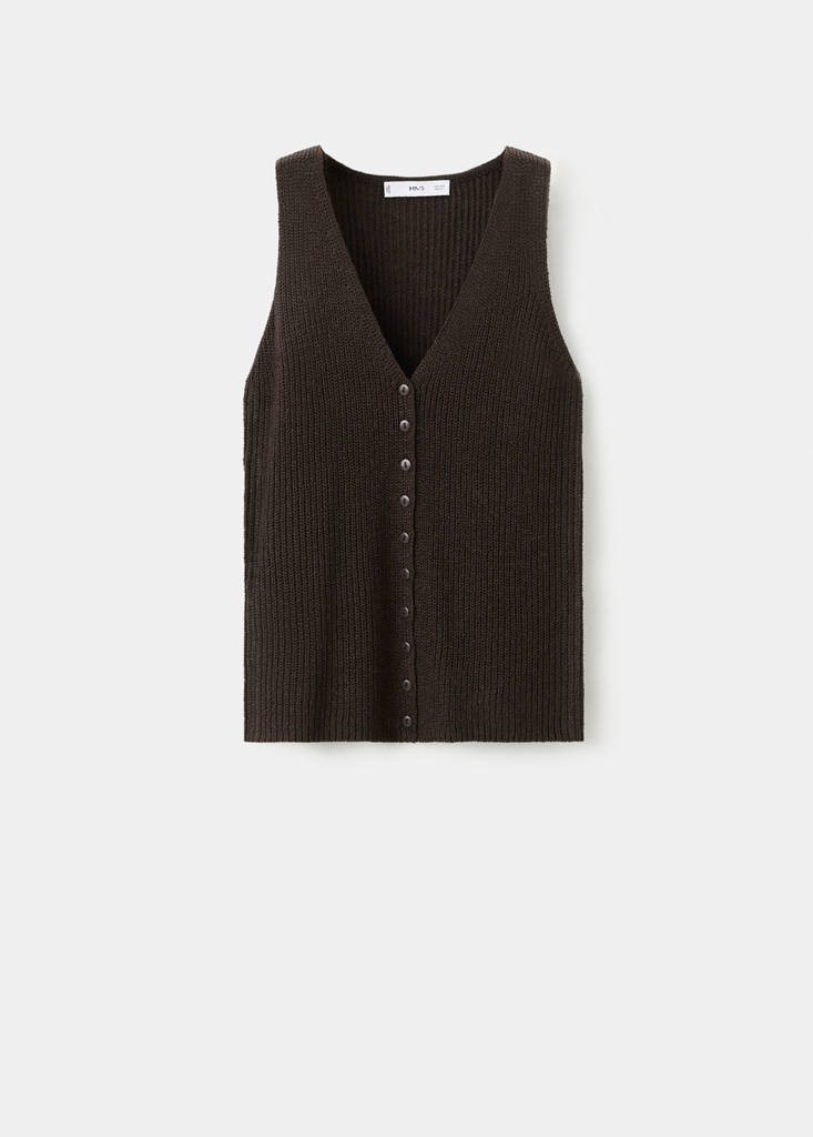 Openwork knitted waistcoat — Chocolate