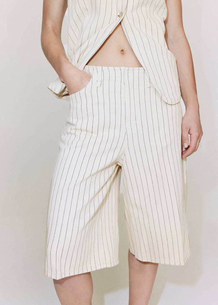 Mid-rise striped jorts