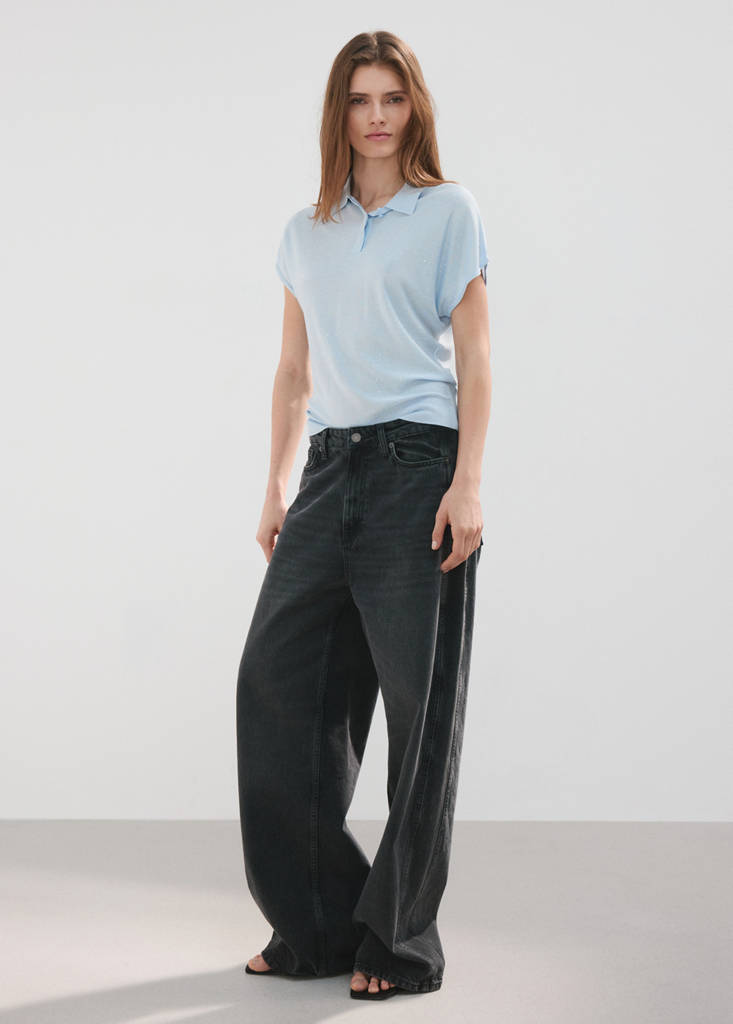 Polo neck sweater — Sky Blue