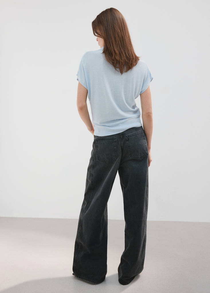 Polo neck sweater — Sky Blue