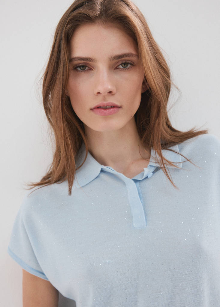 Polo neck sweater — Sky Blue