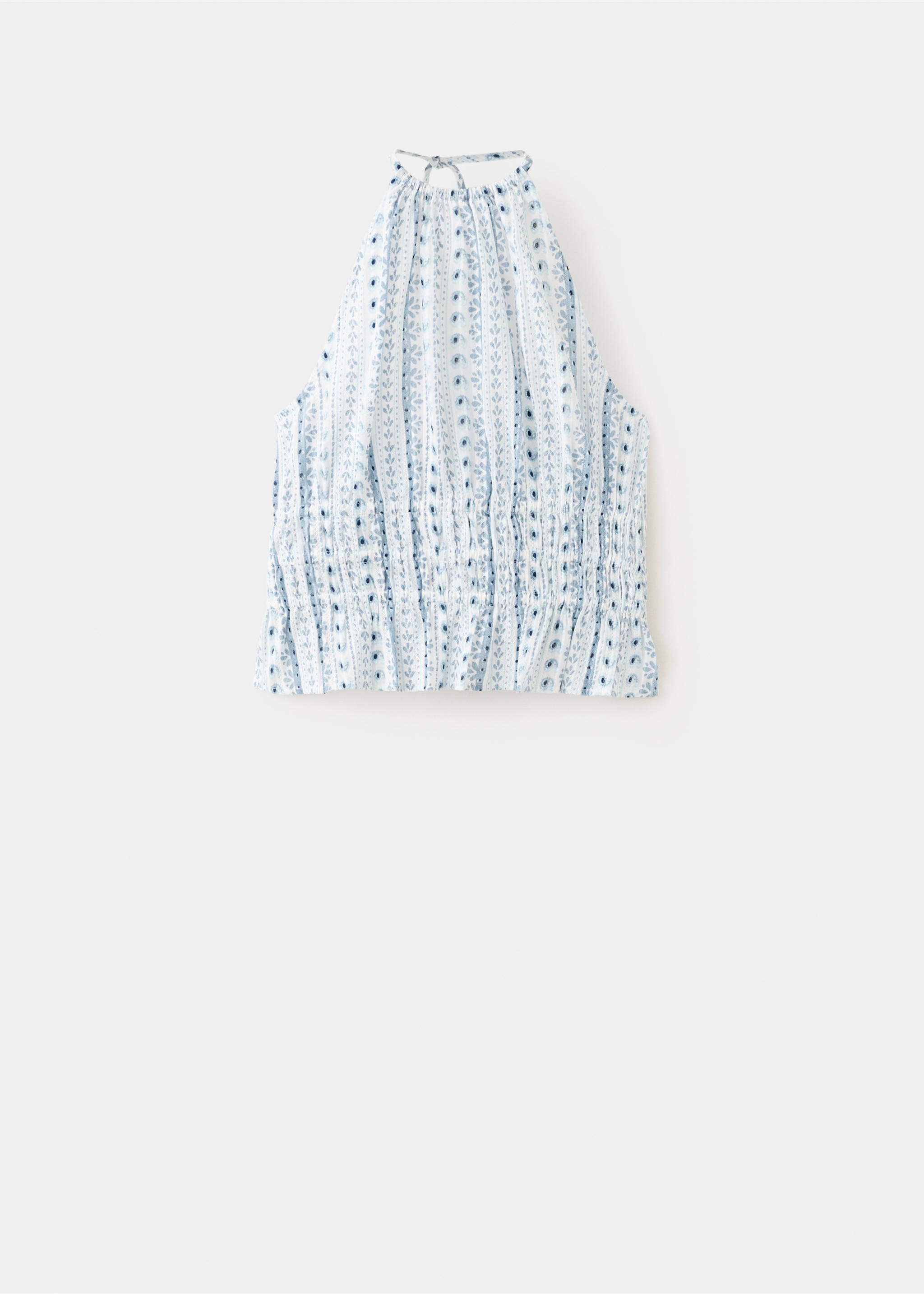 قميص بنقوش وياقة هالتر - منتج دون نموذج, أزرق سماوي. Ref: 27067142-00.