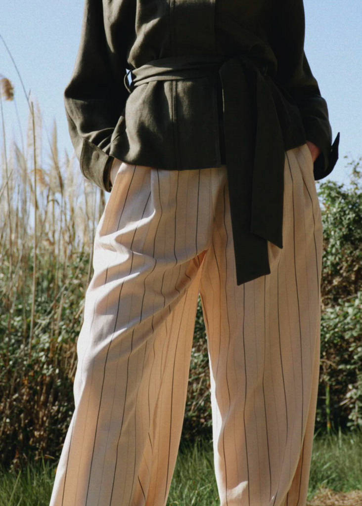 Linen jacket with belt