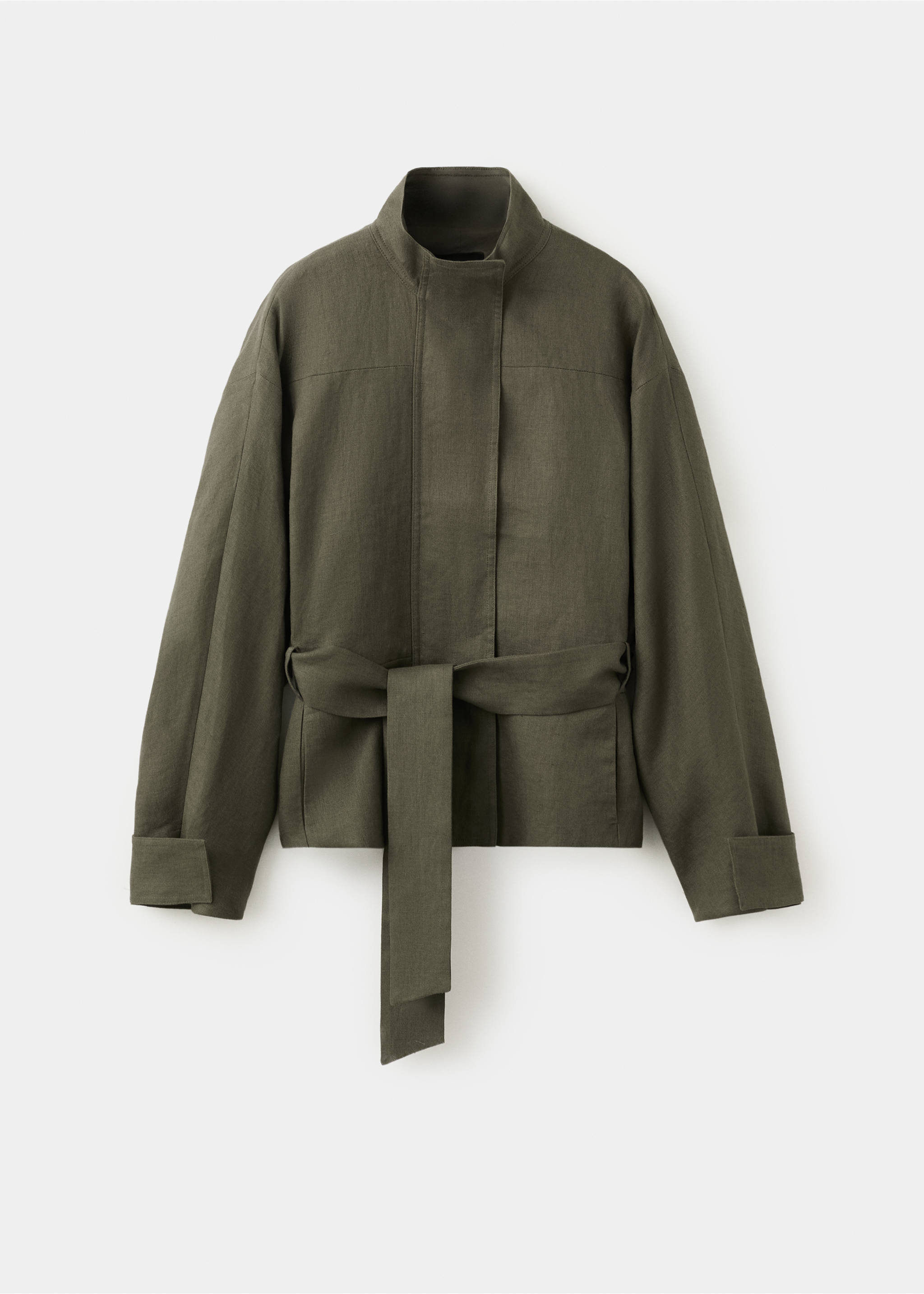Linen jacket with belt - Article without model, Khaki. Ref: 27067143-00.