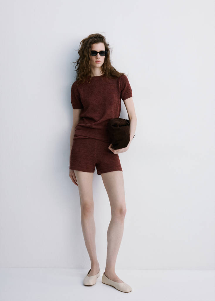 Fitted knitted shorts — Burnt Orange