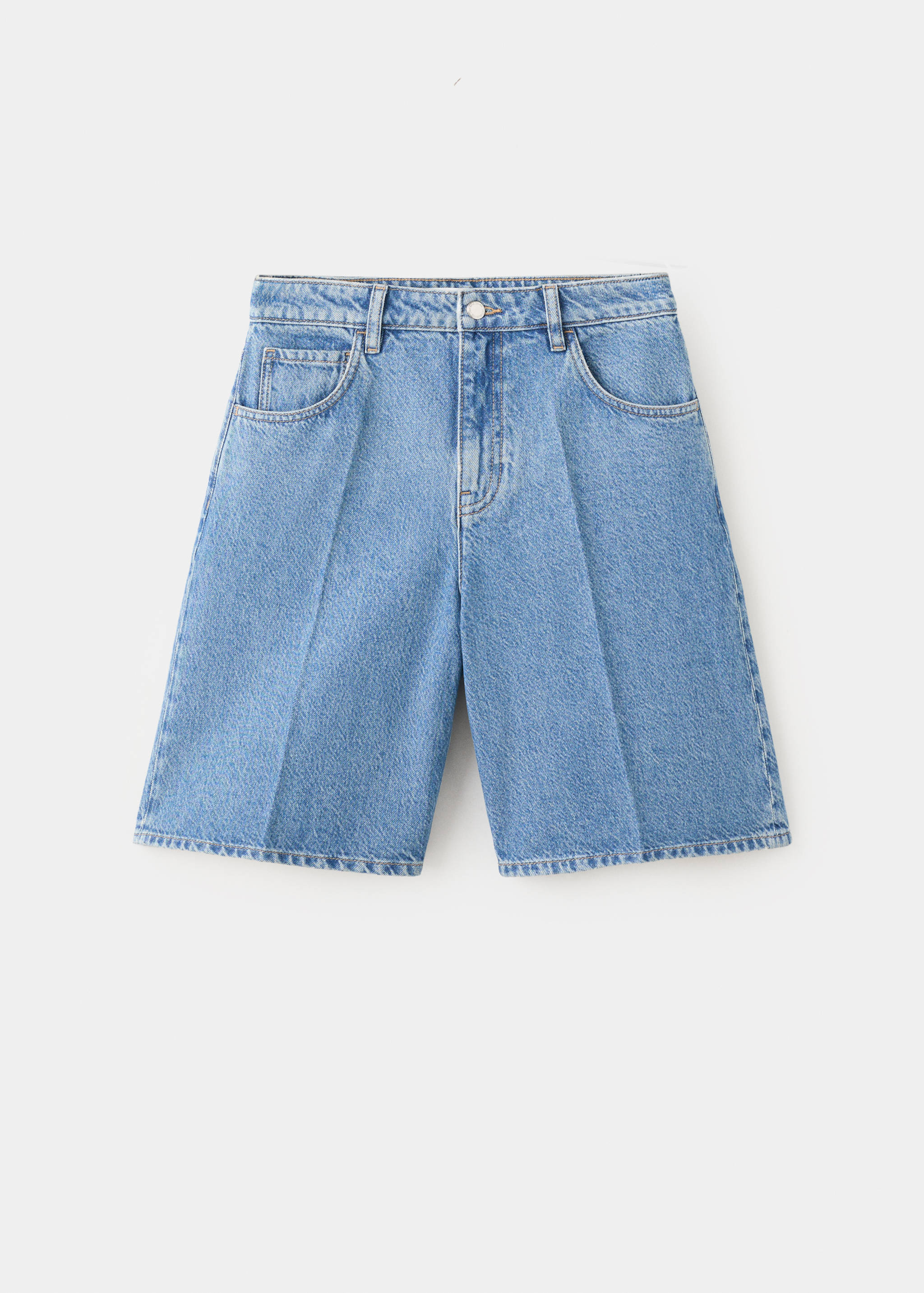 High-waist straight-fit denim shorts - Article without model