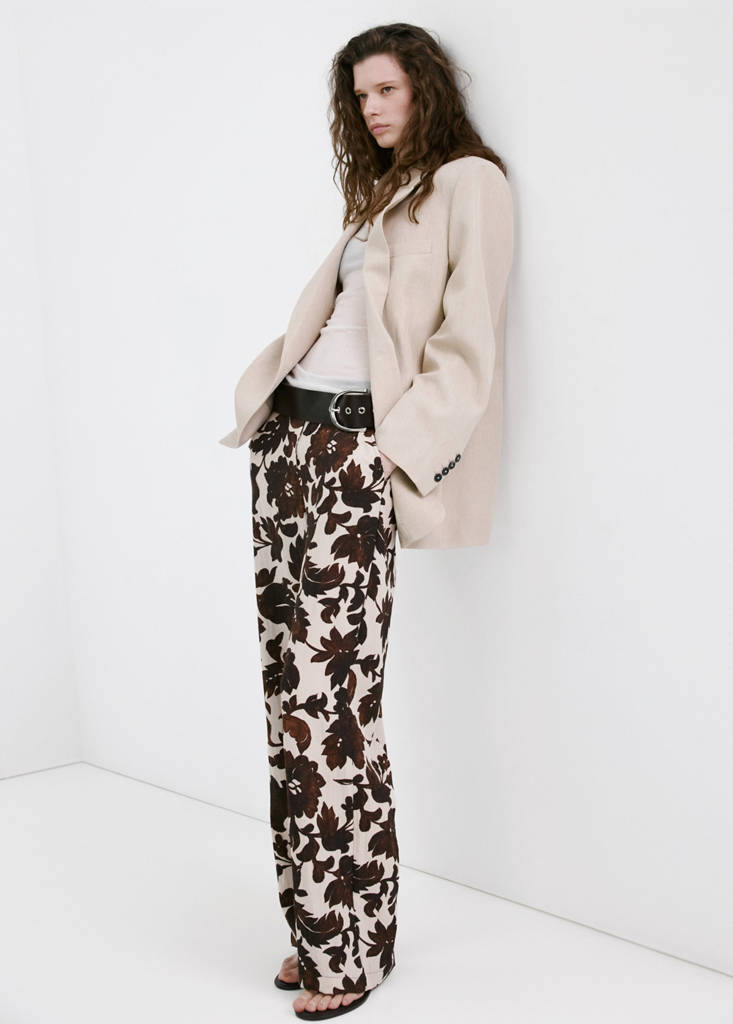 Floral print trousers — Brown
