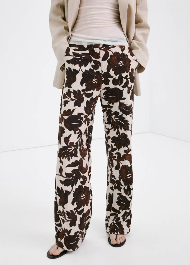 Floral print trousers — Brown